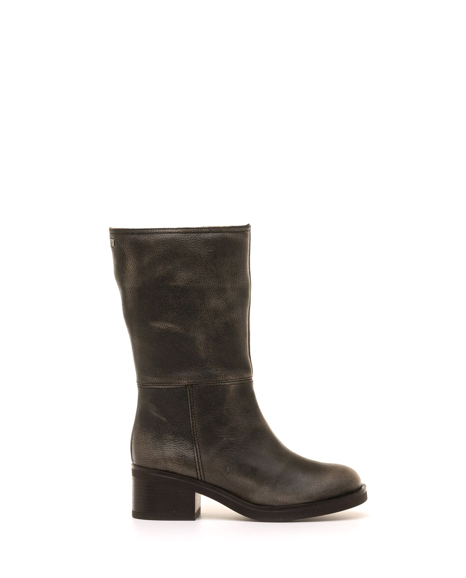 Imagen 1 de Botas bajas de mujer de piel con estilo motero - Mustang - Gris oscuro metalizado Gris oscuro metalizado