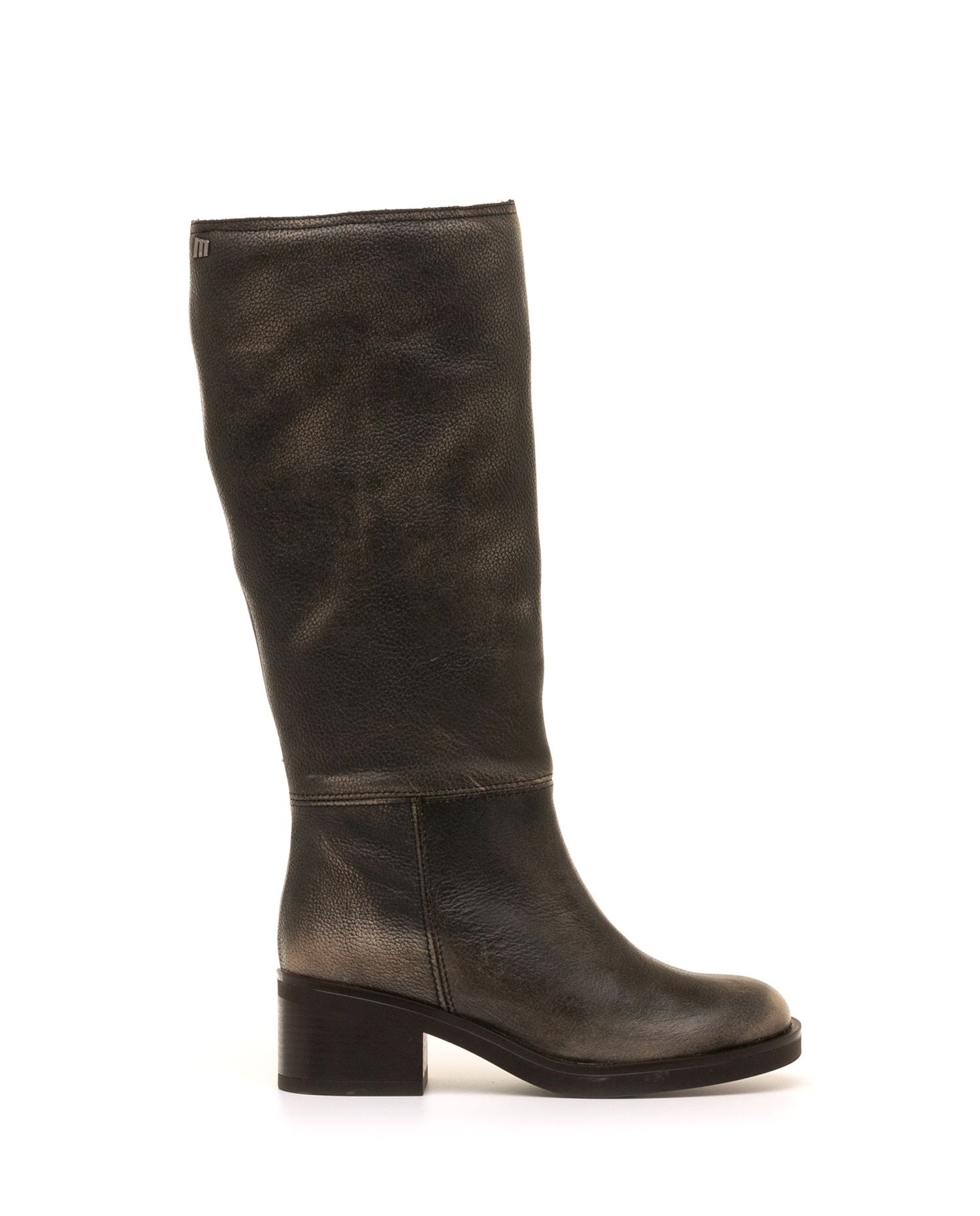 Botas básicas de mujer en piel con tacón ancho - Mustang - Gris plomo Gris plomo-1