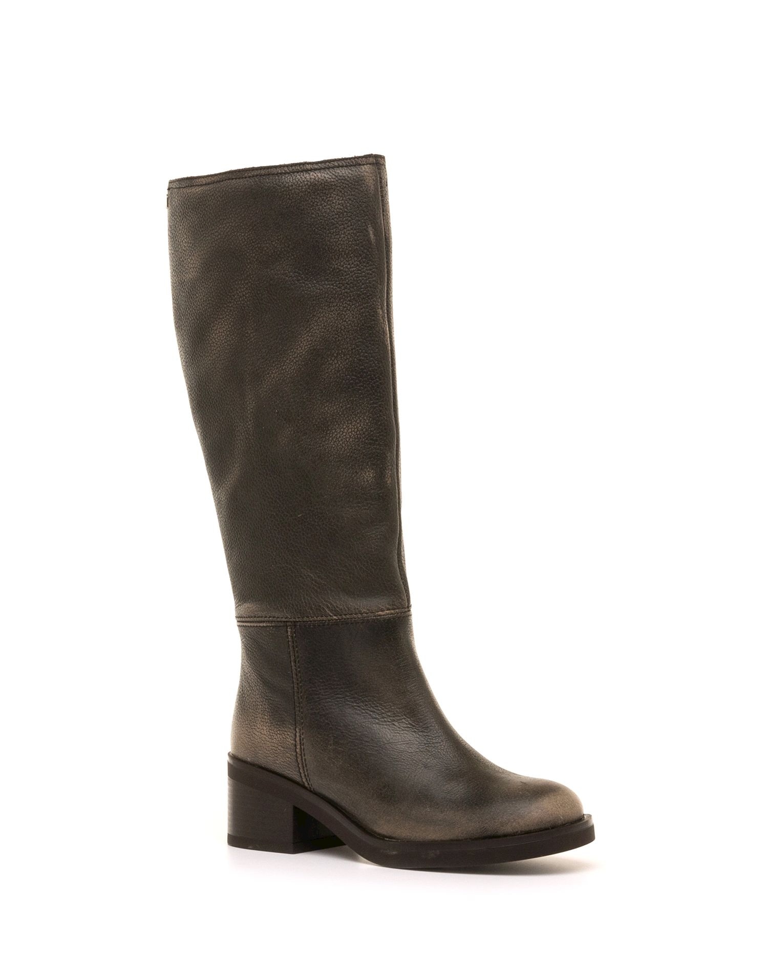 Botas básicas de mujer en piel con tacón ancho - Mustang - Gris plomo Gris plomo-2