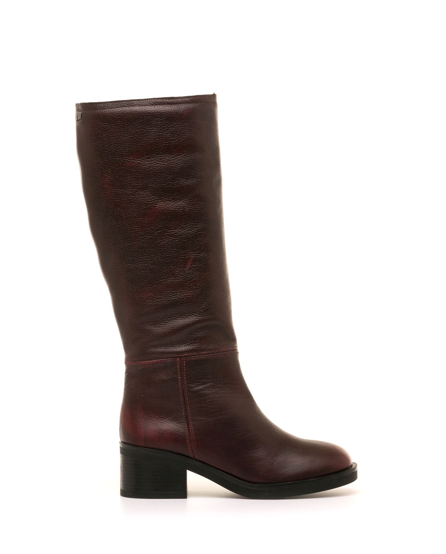 Botas básicas de mujer en piel con tacón ancho - Mustang - Rojo Metálico Rojo Metálico-1