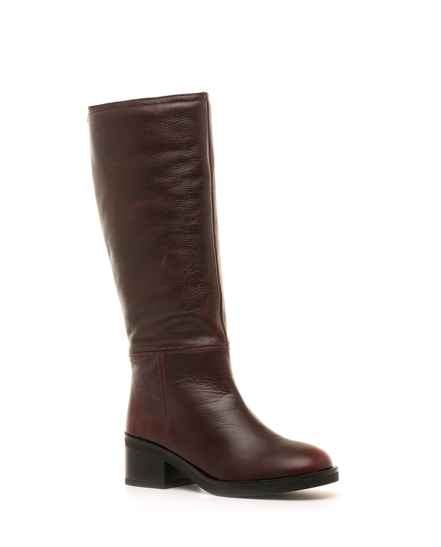 Botas básicas de mujer en piel con tacón ancho - Mustang - Rojo Metálico Rojo Metálico-2