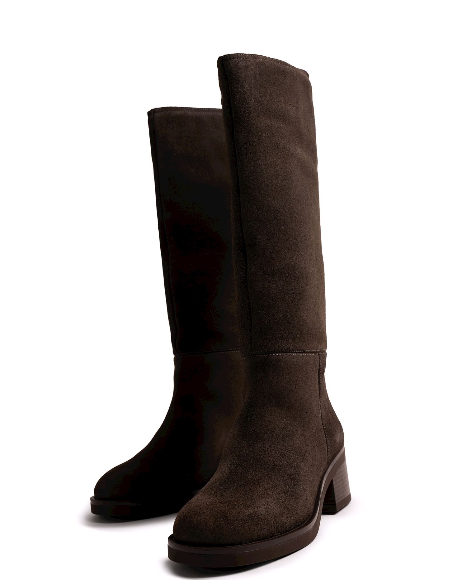 Botas básicas de mujer en piel con tacón ancho - Mustang - Gris oscuro Gris oscuro-2