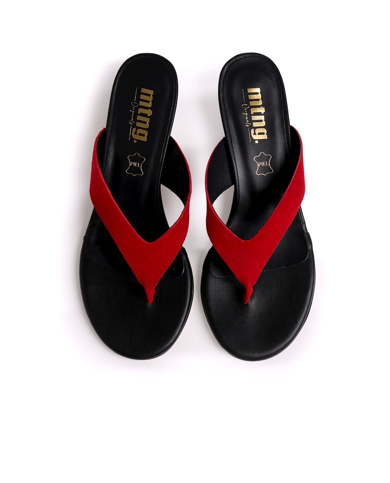 Sandalias de tacón de mujer en piel - Mustang - Rojo Rojo-2
