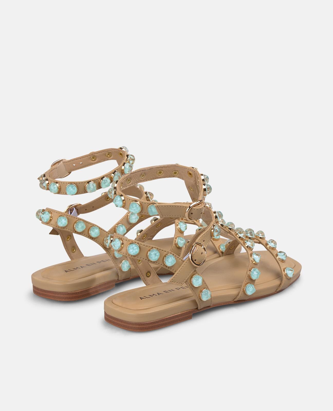 Sandalias romanas de mujer con tiras con tachuelas y hebillas - Alma en Pena - Arena Arena-3