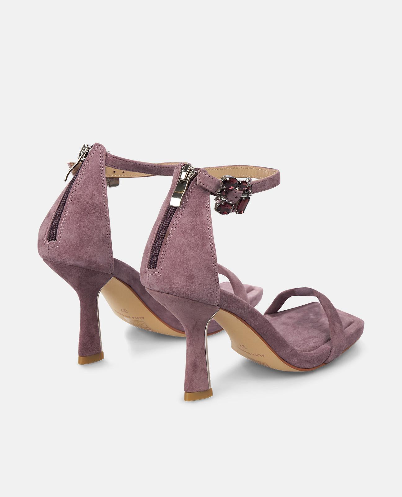 Sandalias de tacón de mujer con cierre de hebilla y puntera cuadrada - Alma en Pena - Lila Lila-2