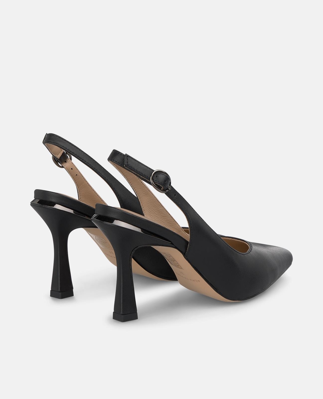 Zapatos de salón de mujer destalonados con puntera afilada y cierre con hebilla - Alma en Pena - Negro Negro-2