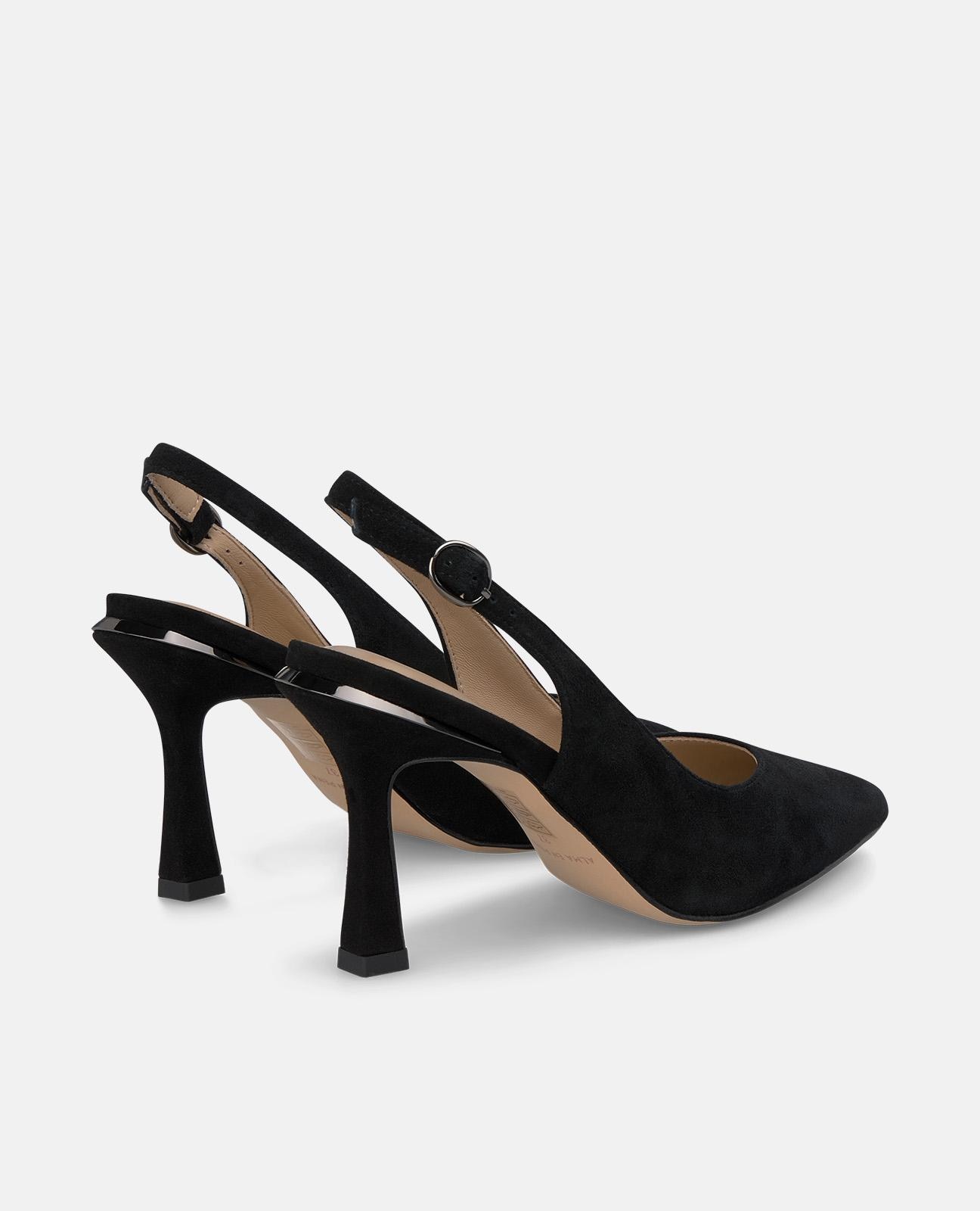 Zapatos de salón de mujer destalonados con puntera afilada y cierre con hebilla - Alma en Pena - Negro Negro-2