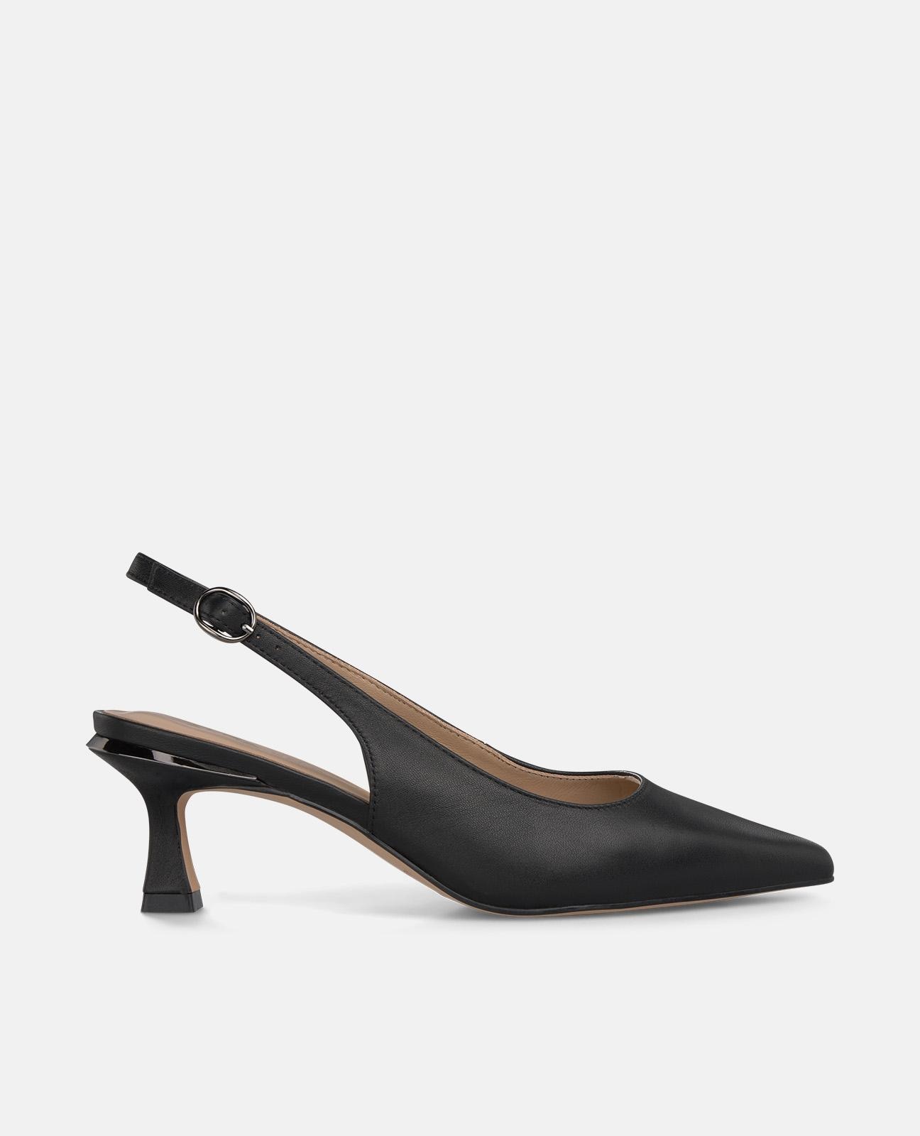 Zapatos de salón de mujer destalonados con tacón mini y puntera afilada - Alma en Pena - Negro Negro-1