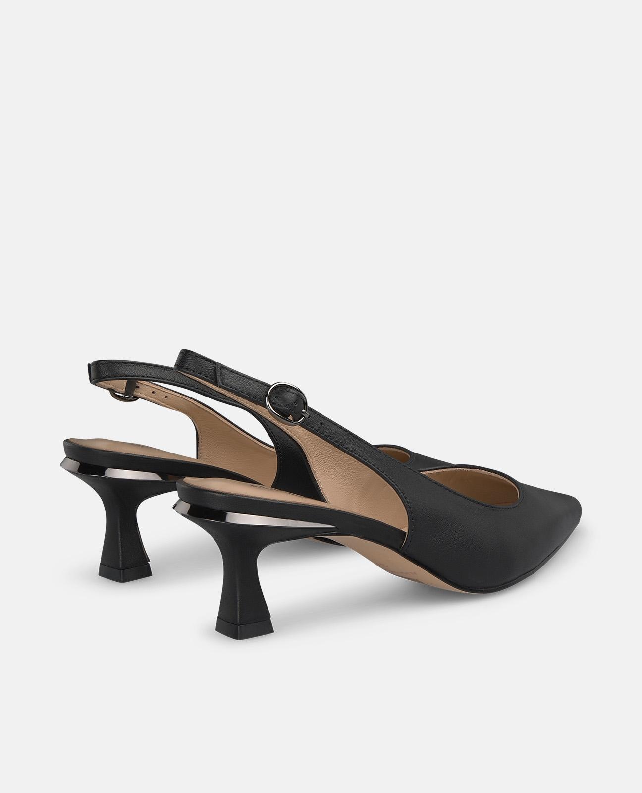 Zapatos de salón de mujer destalonados con tacón mini y puntera afilada - Alma en Pena - Negro Negro-2