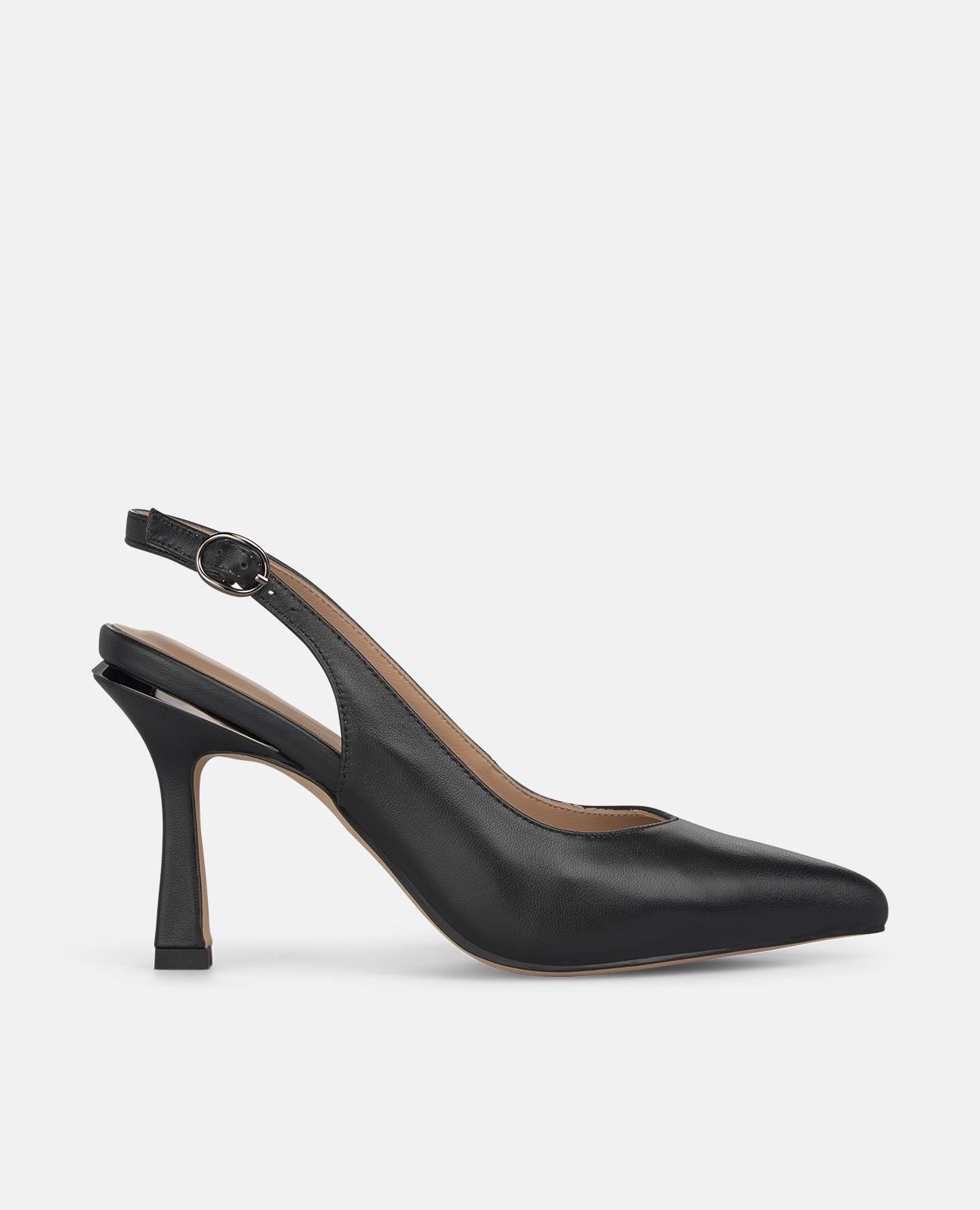 Alma en Pena - Zapatos de salón de mujer destalonados en napa con tira trasera con hebilla.