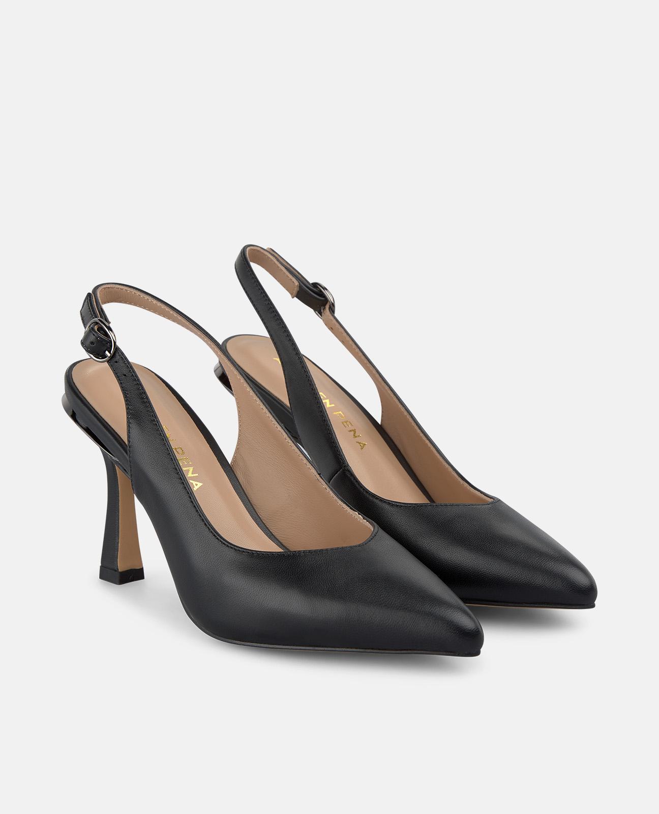 Zapatos de salón de mujer destalonados en napa con tira trasera con hebilla - Alma en Pena - Negro Negro-4
