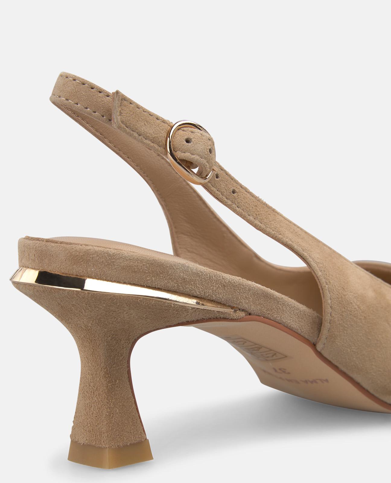 Zapatos de salón de mujer destalonados en piel con hebilla - Alma en Pena - Arena Arena-4