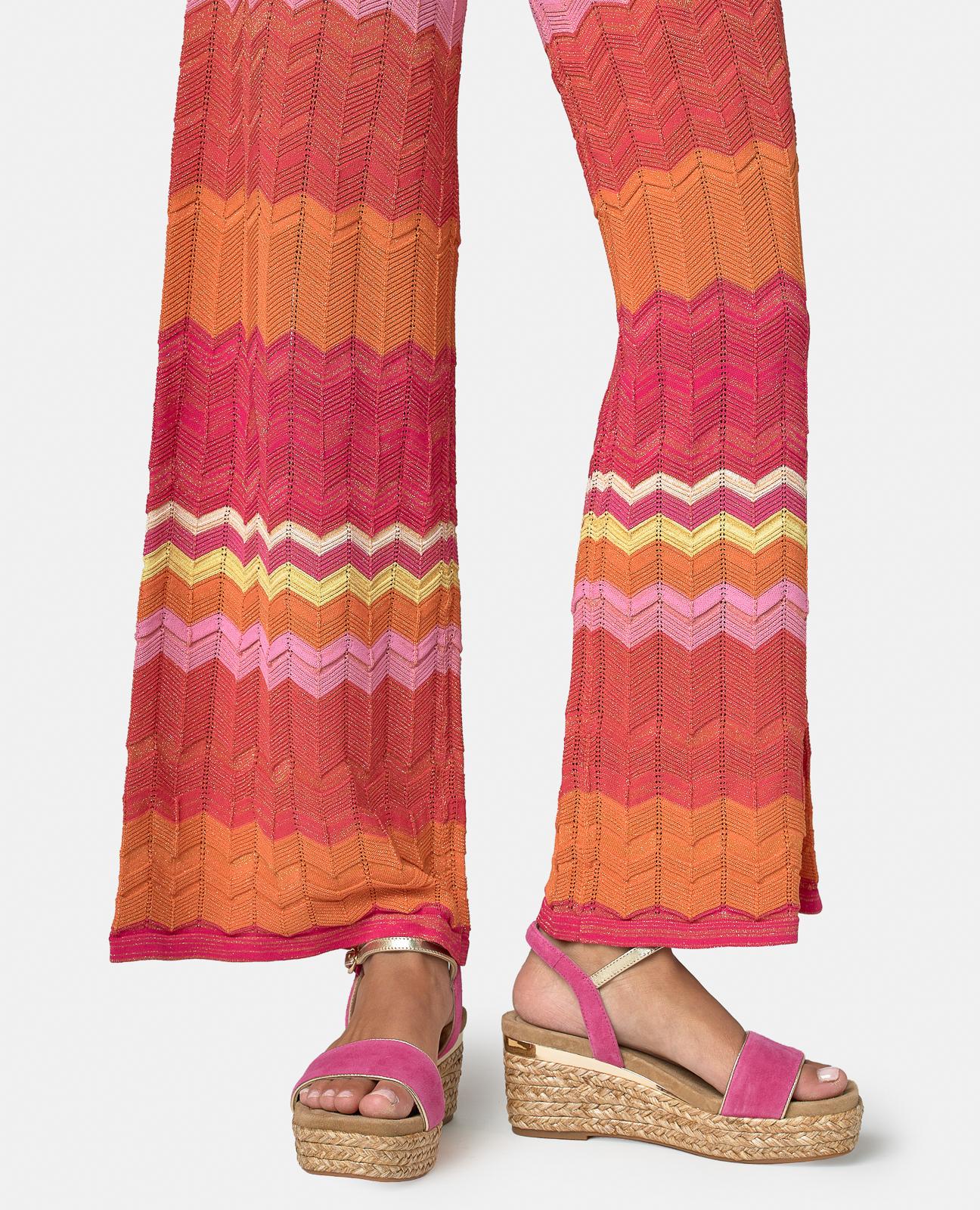 Sandalias de cuña de mujer de esparto con tira ancha en la parte frontal - Fucsia Fucsia-2