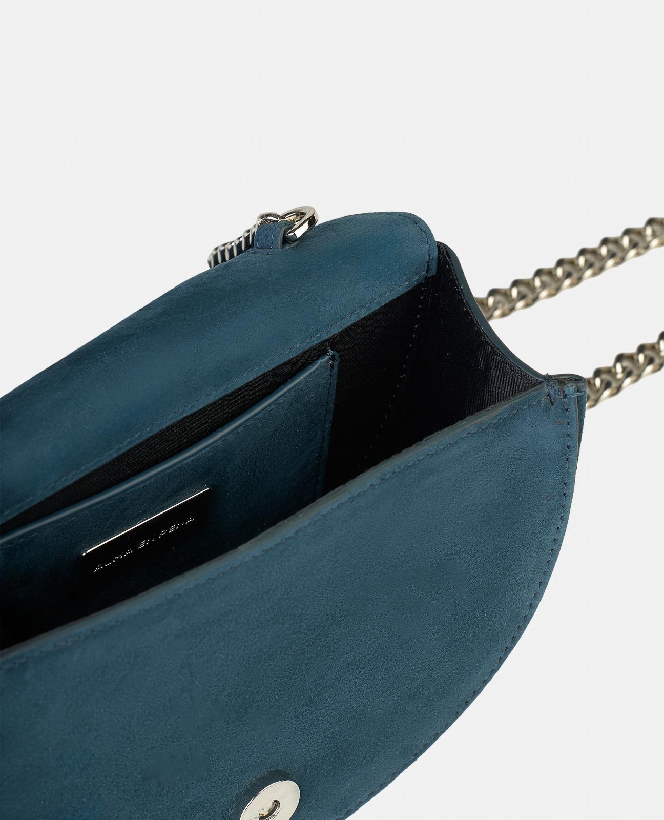 Bolso de mano media luna convertible a bandolera de piel con pedrería - Alma en Pena - Azul marino Azul marino-2