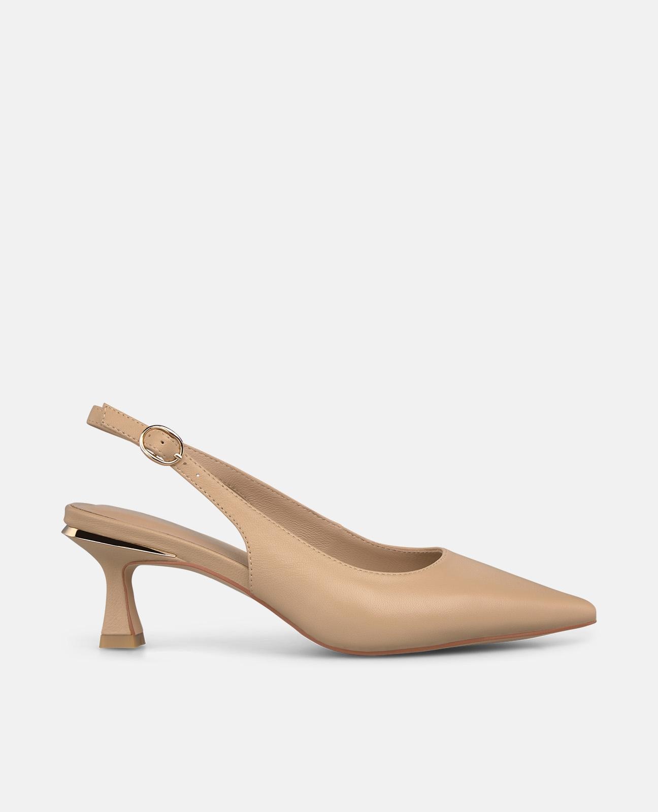 Alma en Pena - Zapatos de salón de mujer en piel destalonado con tira trasera.