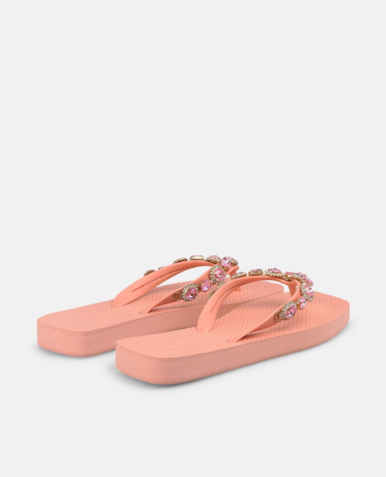 Sandalias de dedo de mujer de baño planas con punta cuadrada - Alma en Pena - Salmón Salmón-2