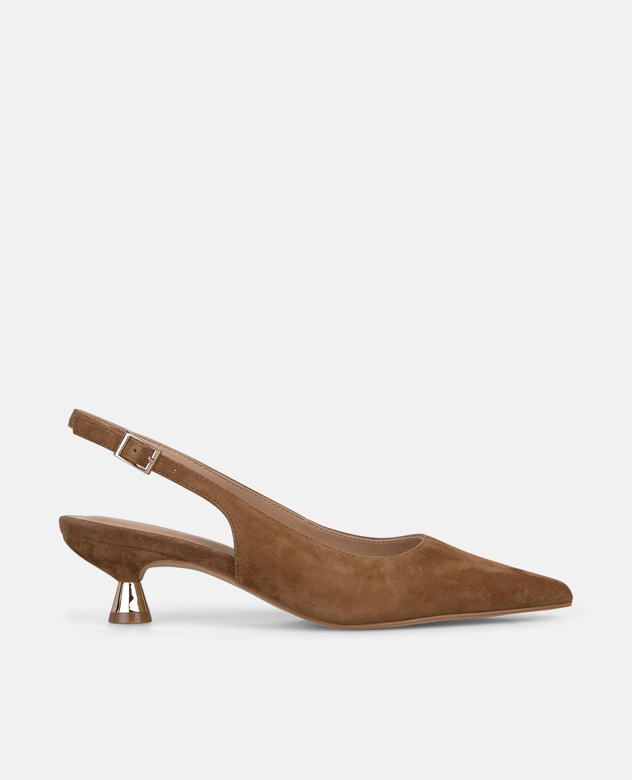 Alma en Pena - Zapatos de salón de mujer destalonados de piel con cierre mediante hebilla.