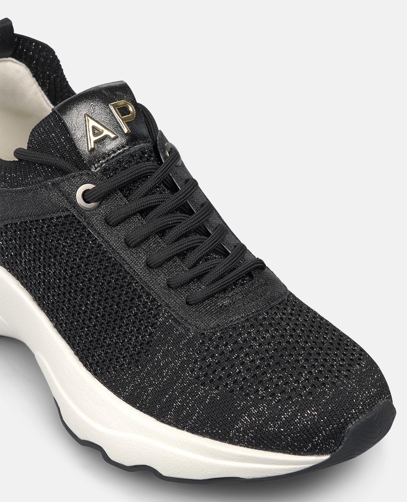 Zapatillas deportivas de mujer de piel con rejilla con tacha de pedrería - Alma en Pena - Negro / Blanco Negro / Blanco-4