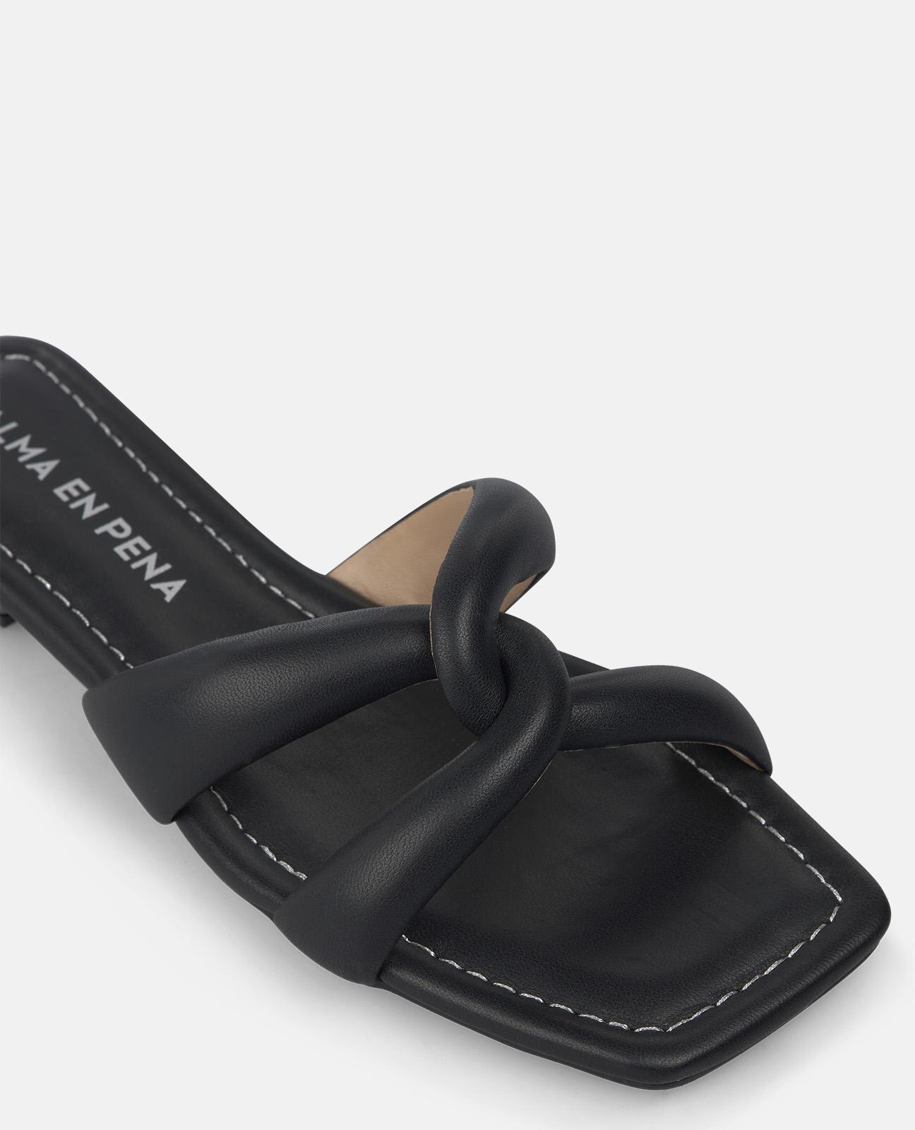 Sandalias de pala de mujer en napa con tiras delanteras cruzadas - Alma en Pena - Negro Negro-5