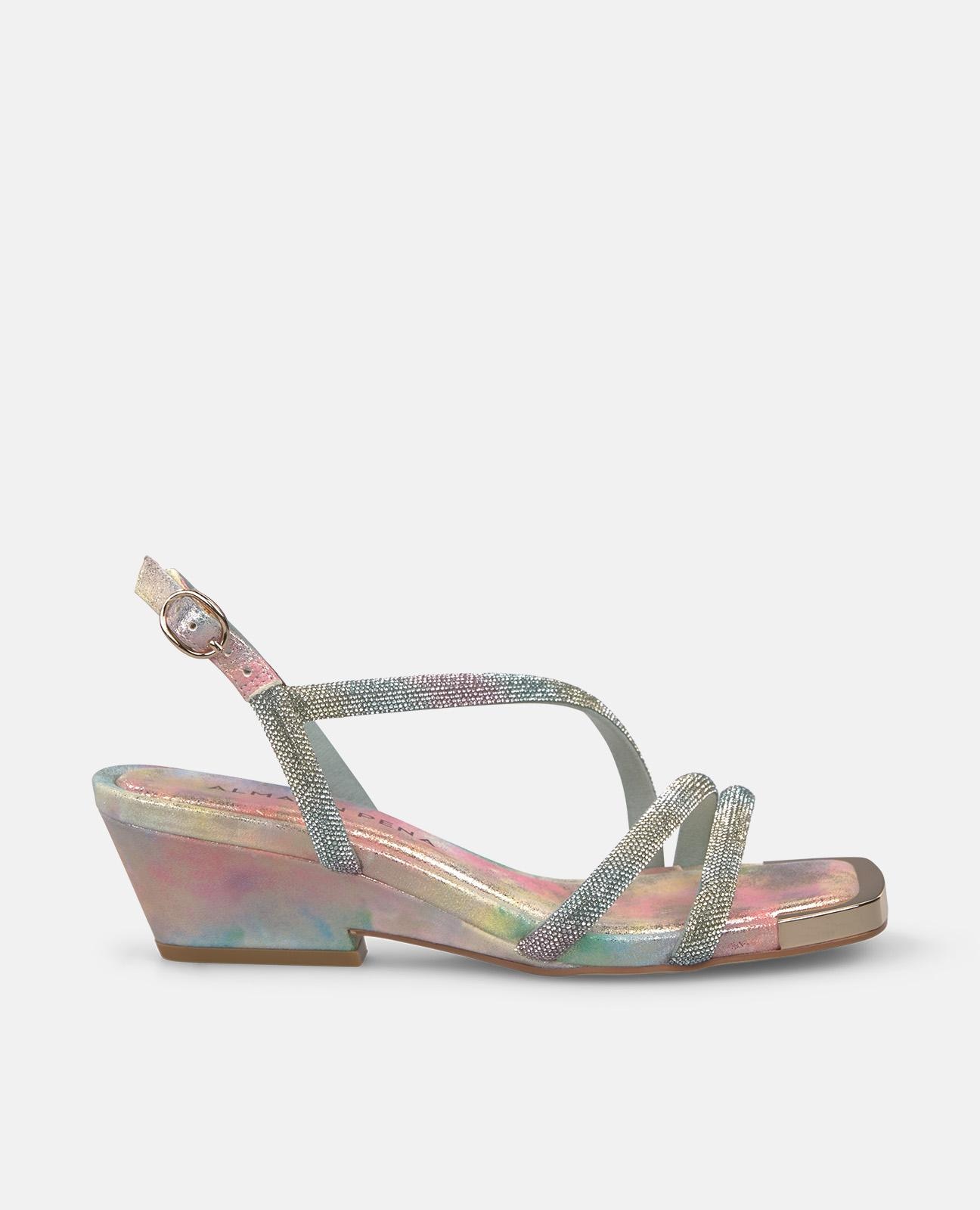 Alma en Pena - Sandalias de tiras de mujer efecto fantasía con tira tubular de transfer.