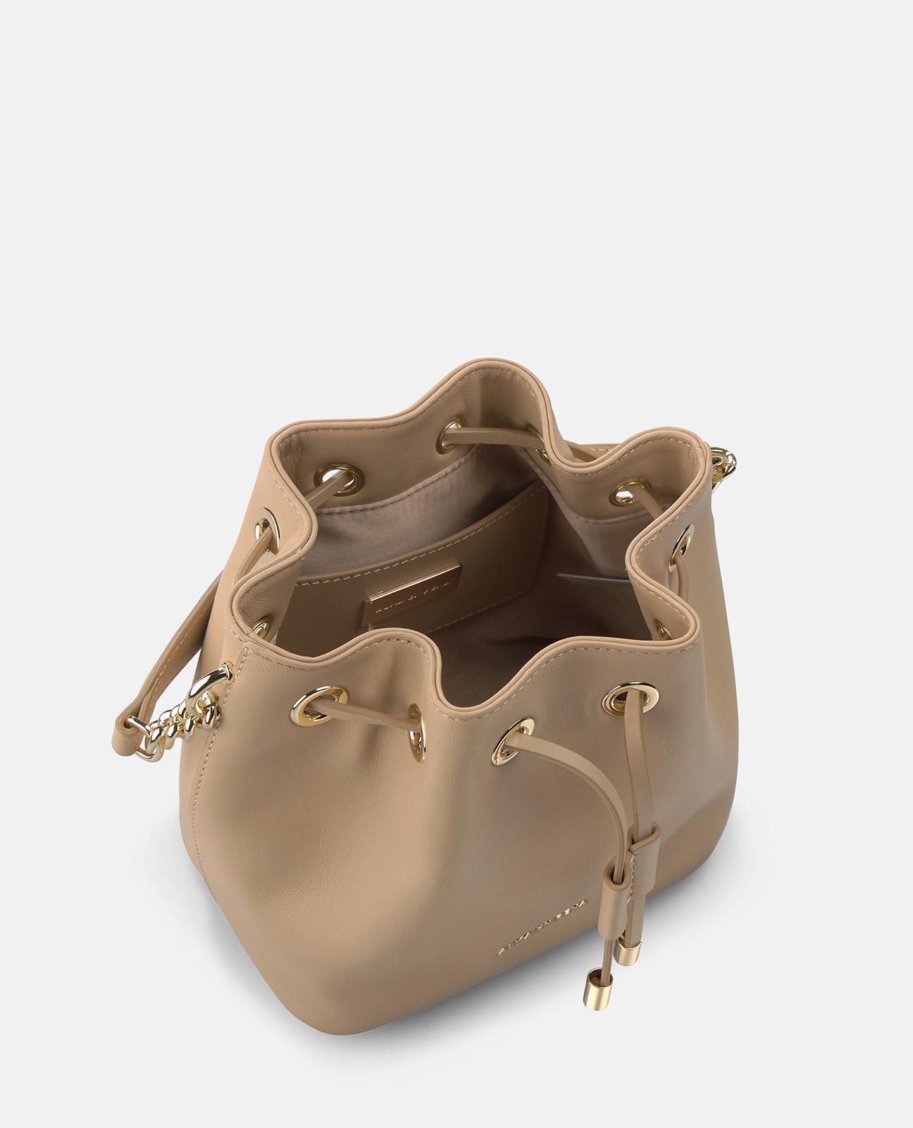 Bolso de mano estilo bombonera de piel con correa bandolera de cadena - Alma en Pena - Arena Arena-4