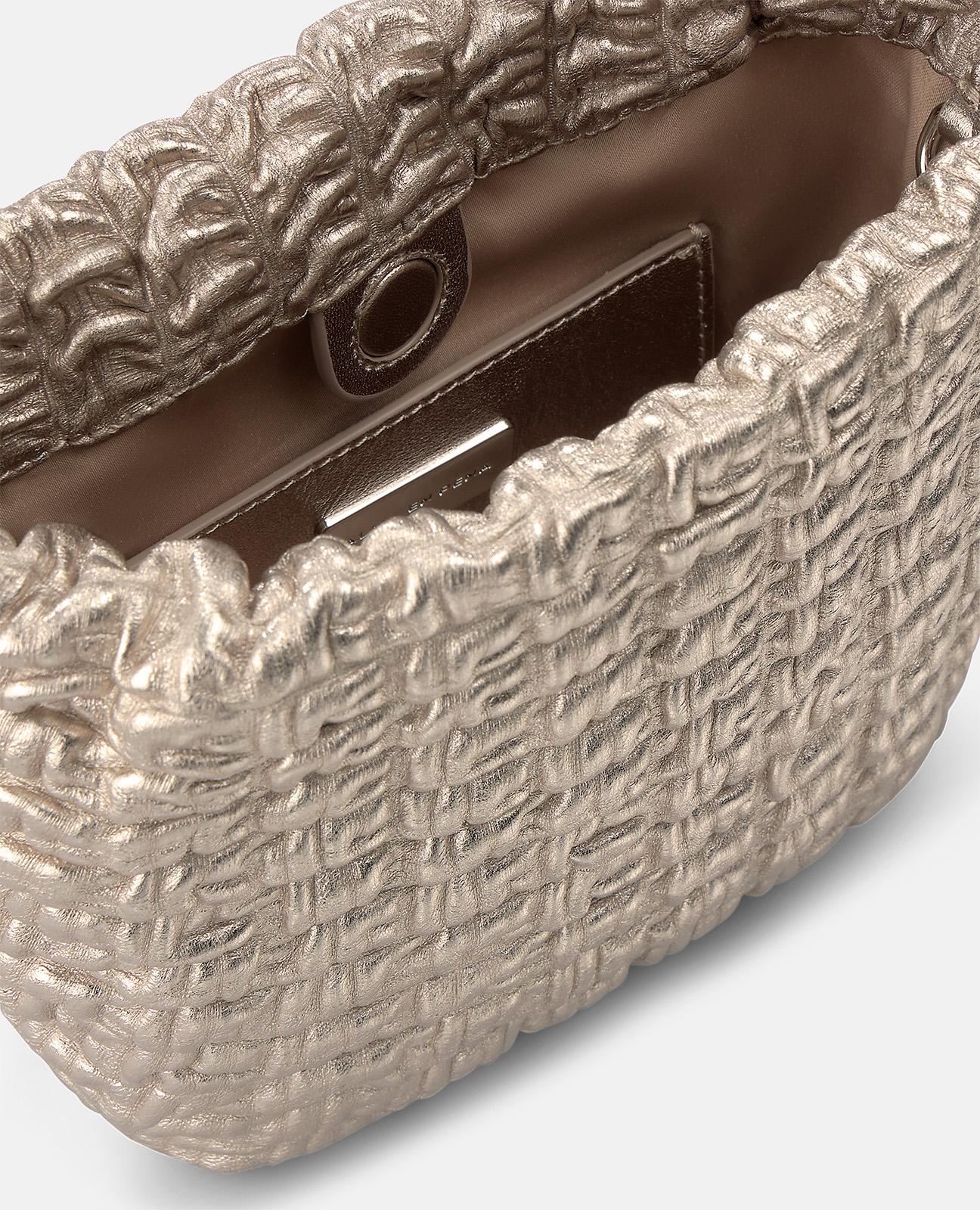 Bolso de mano estilo saco de piel en relieve y correa bandolera ajustable - Alma en Pena - Oro Oro-4