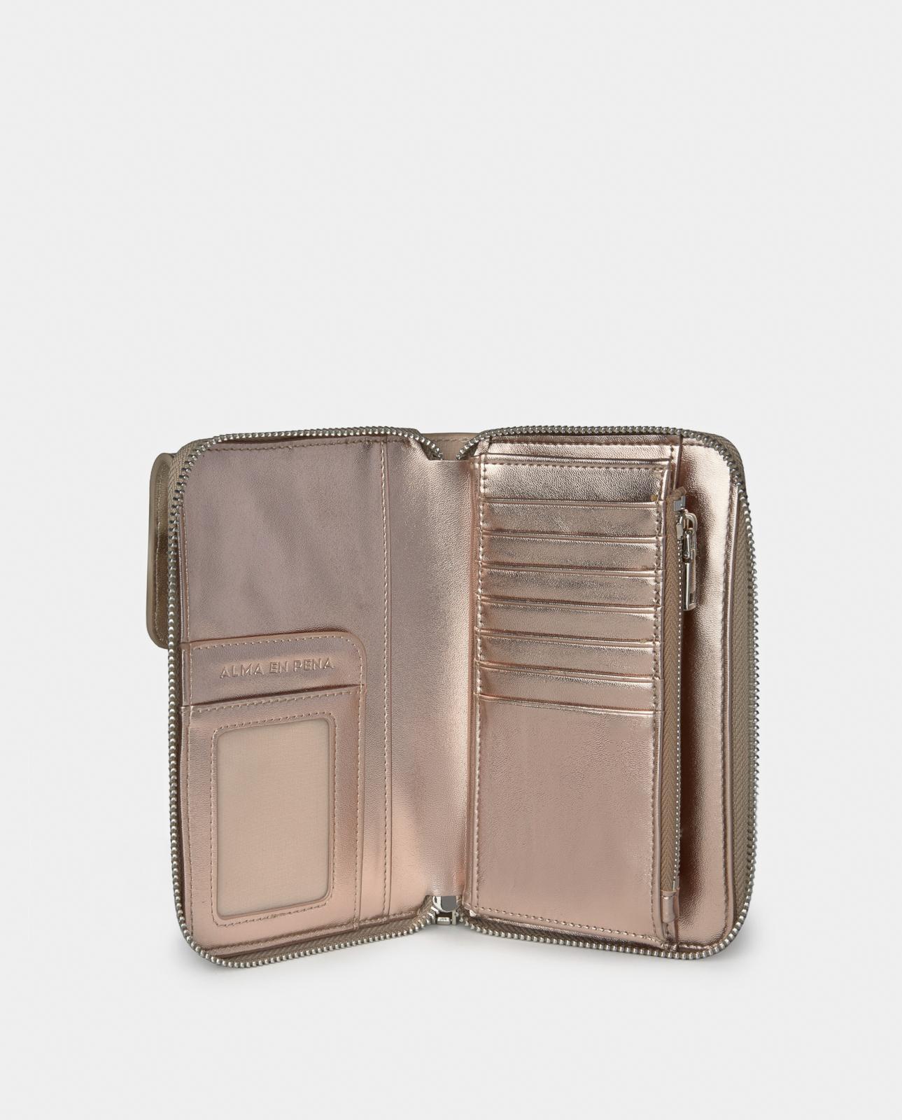 Bolso pequeño de mujer de piel con tachuelas y flecos - Alma en Pena - Oro Oro-2