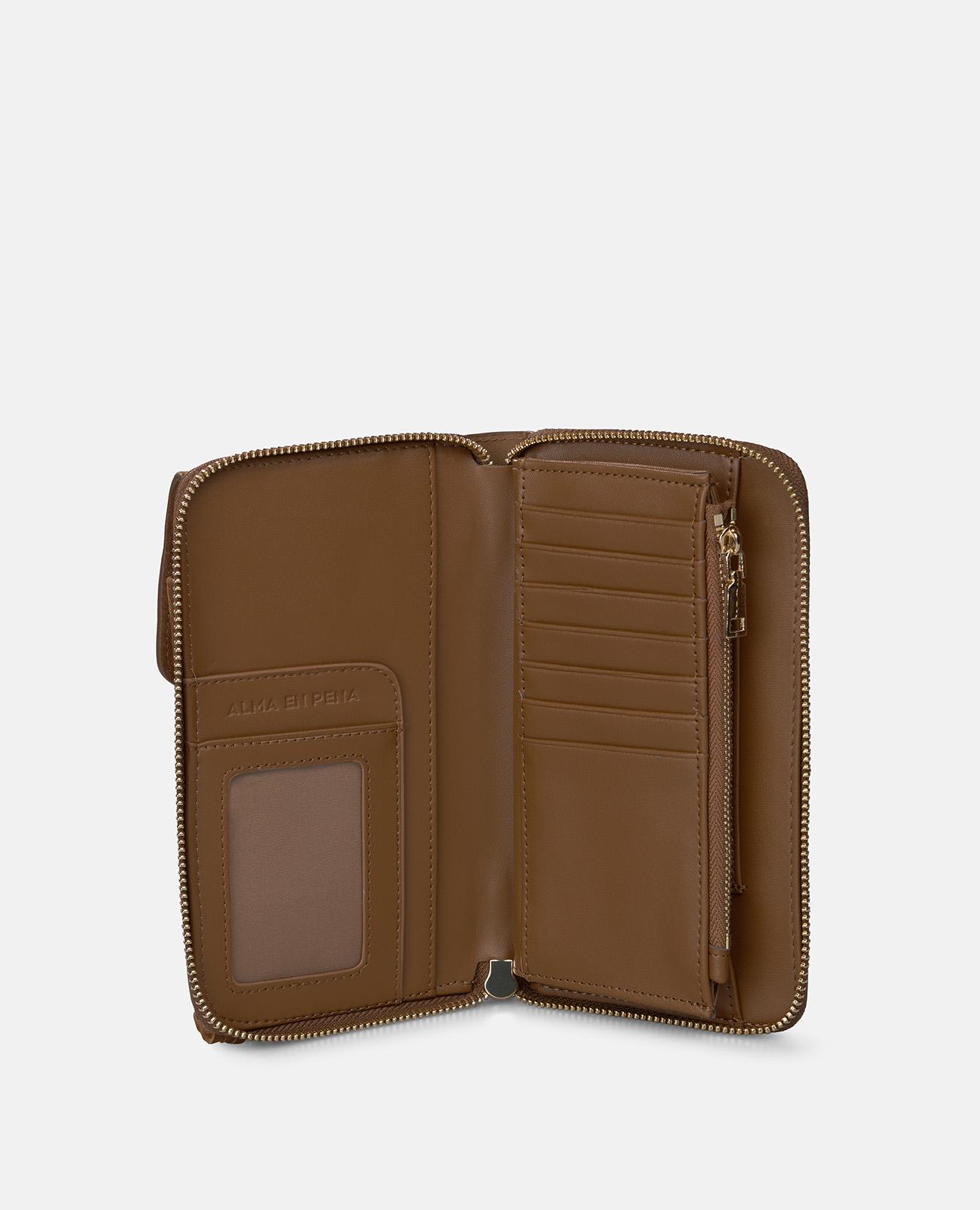 Bolso pequeño de mujer de piel con tachuelas y flecos - Alma en Pena - Marrón Marrón-5