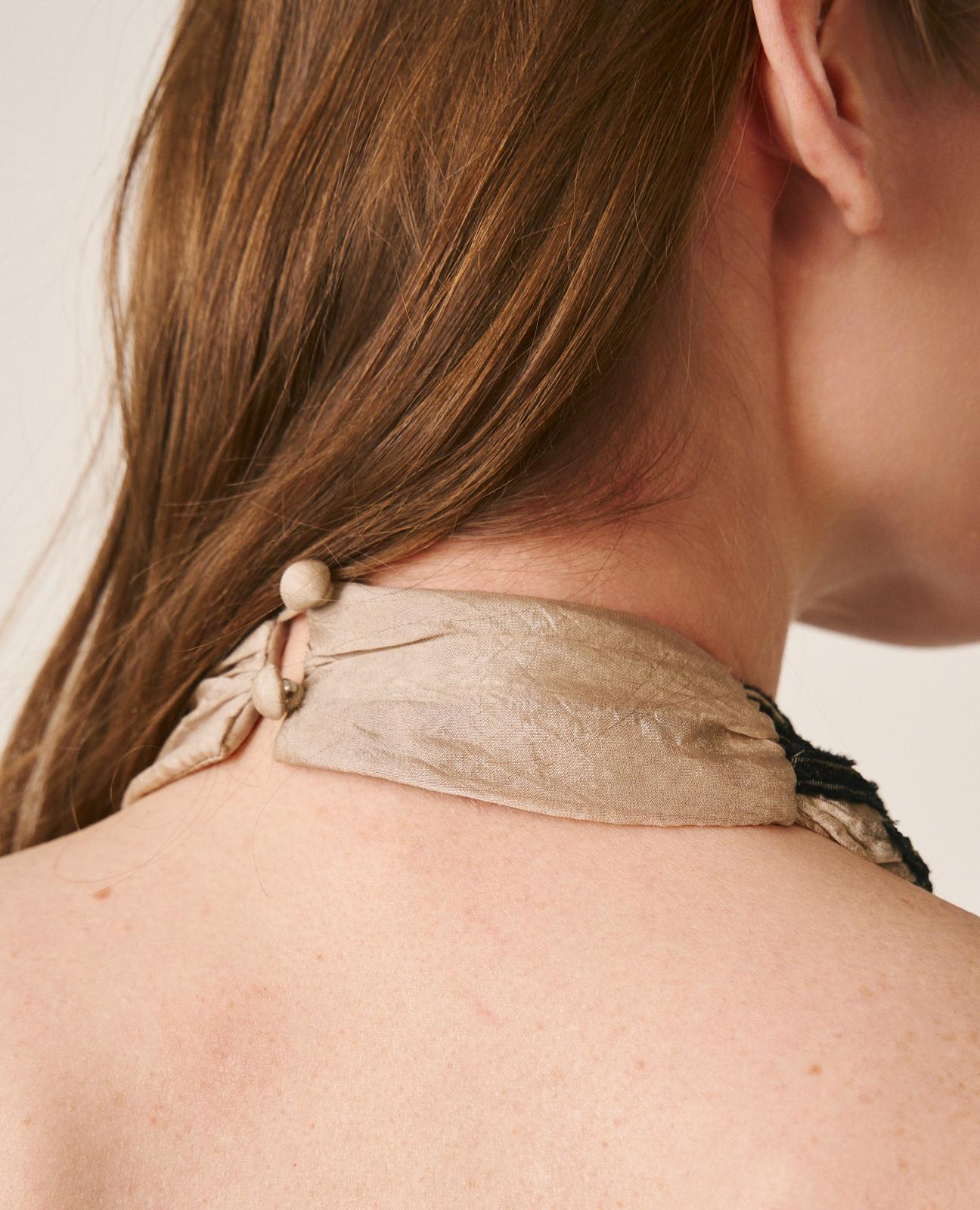 Top de mujer largo sin mangas con estampado y cuello halter cruzado - Alma en Pena - Marrón Marrón-9