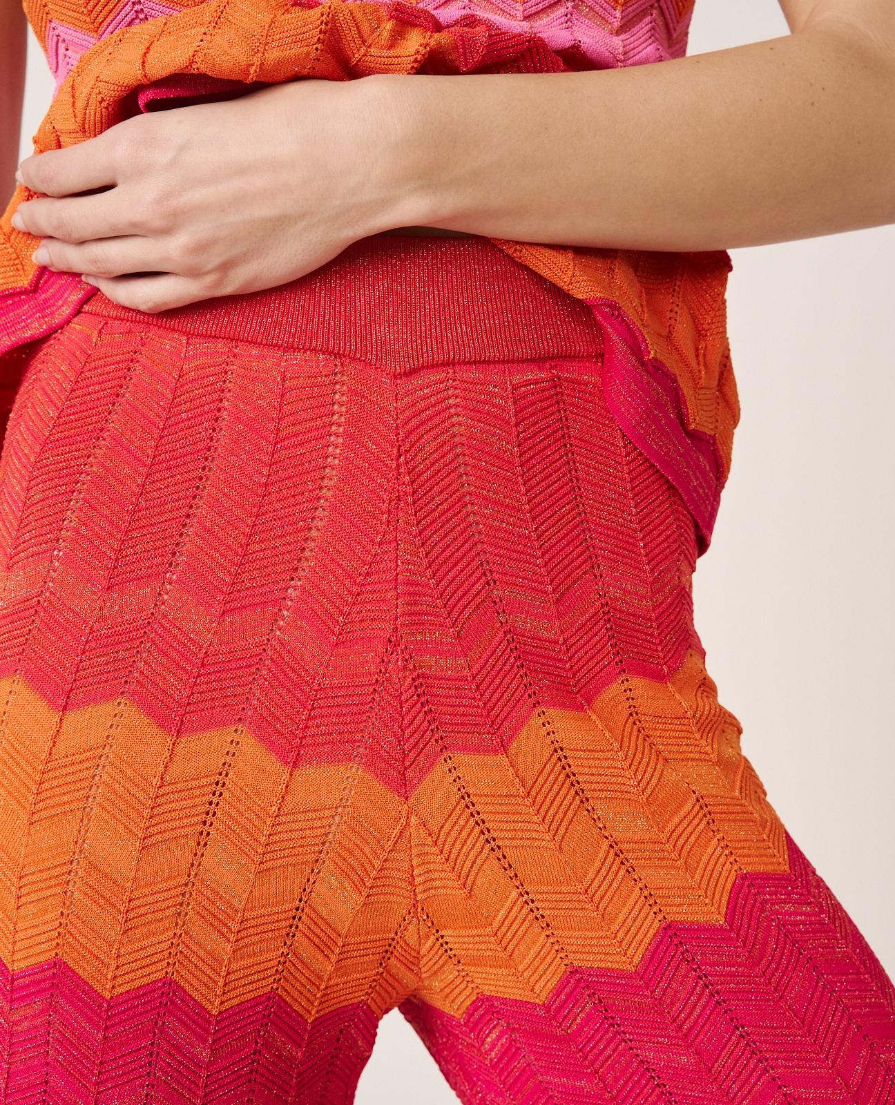 Pantalones rectos de mujer de punto con motivo geométrico - Alma en Pena - Fucsia Fucsia-4