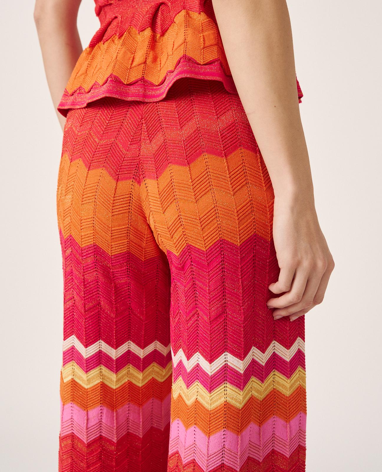 Pantalones rectos de mujer de punto con motivo geométrico - Alma en Pena - Fucsia Fucsia-8