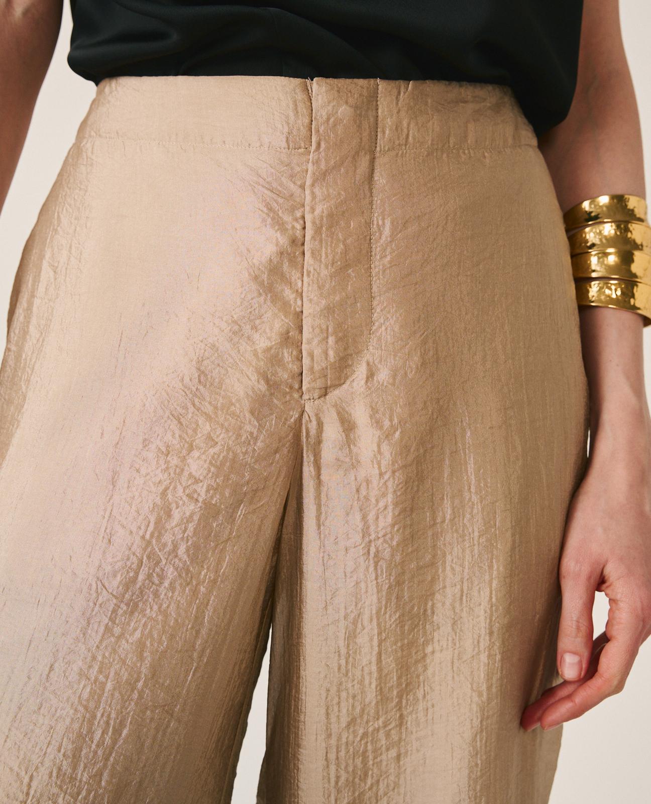 Pantalones anchos de mujer largos con estampado arabesco - Alma en Pena - Oro Oro-8