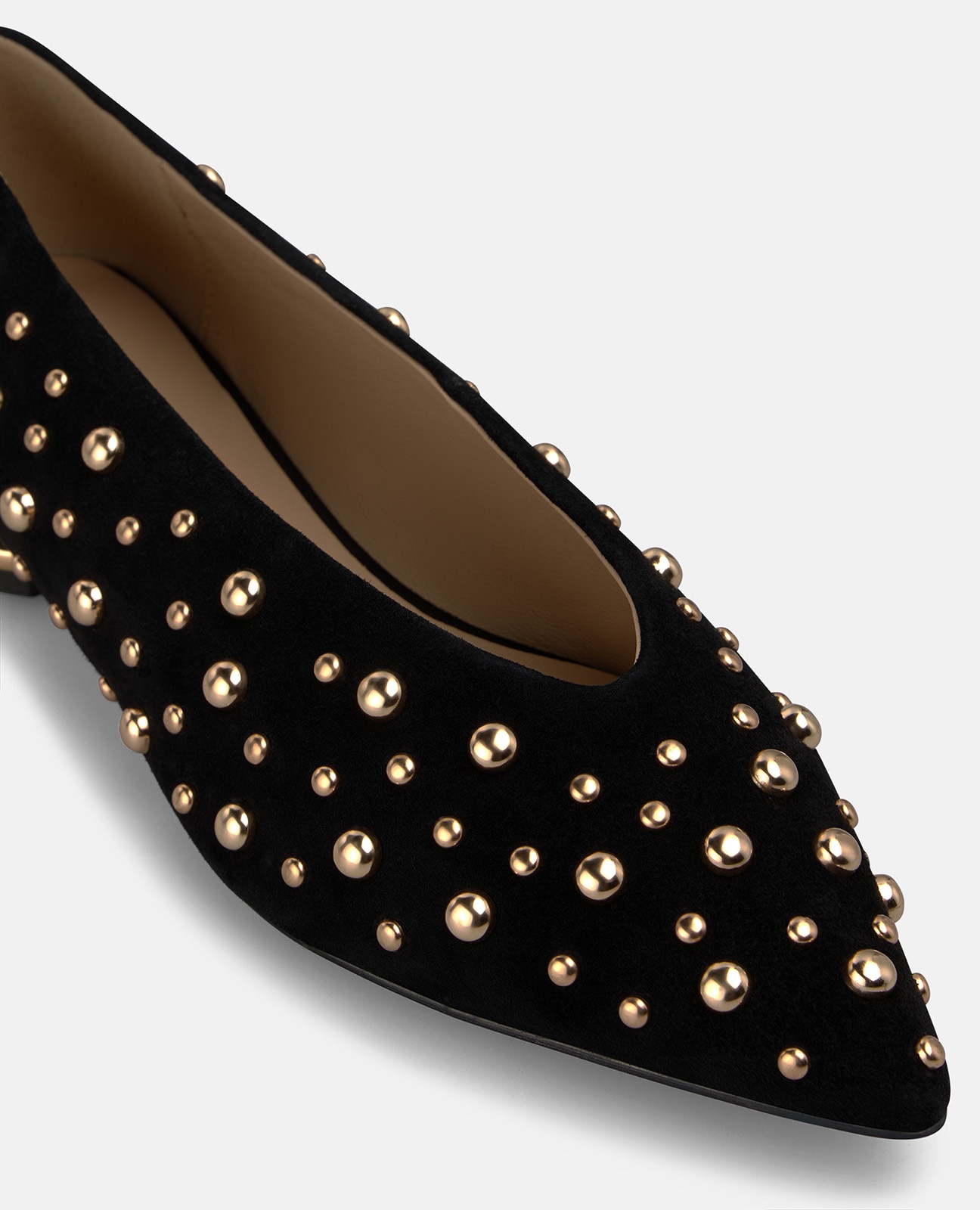 Bailarinas planas de mujer en ante con tachas metálicas - Negro Negro-4