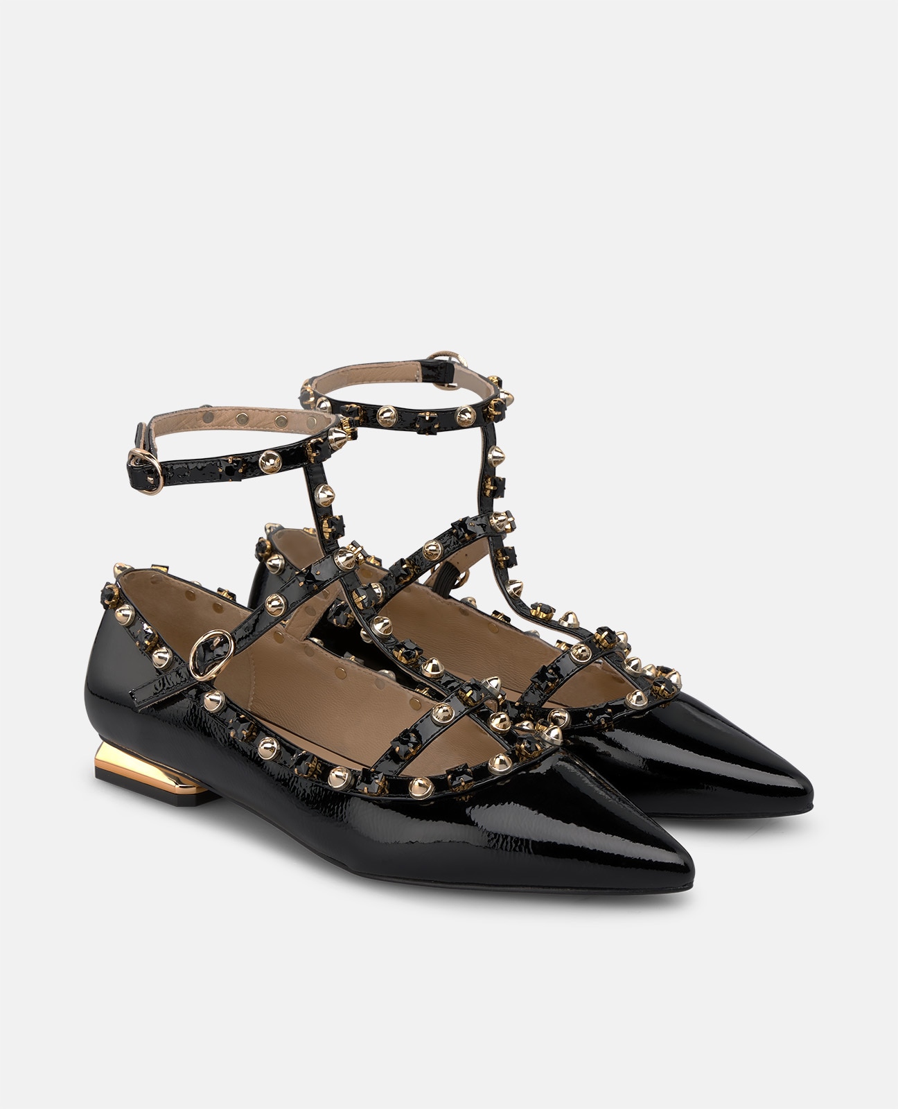 Zapato de salón de mujer en charol con doble hebilla - Alma en Pena - Negro Negro-3