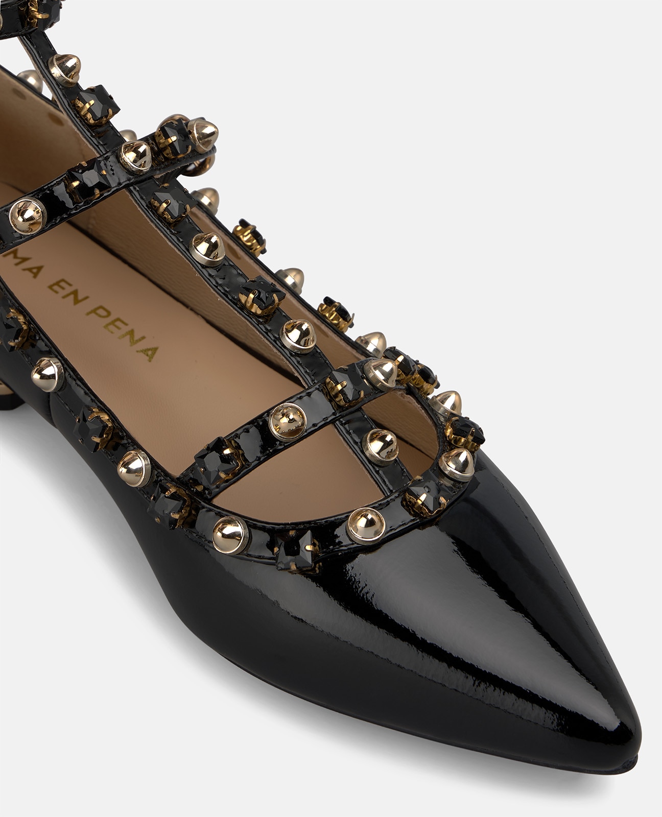 Zapato de salón de mujer en charol con doble hebilla - Alma en Pena - Negro Negro-4