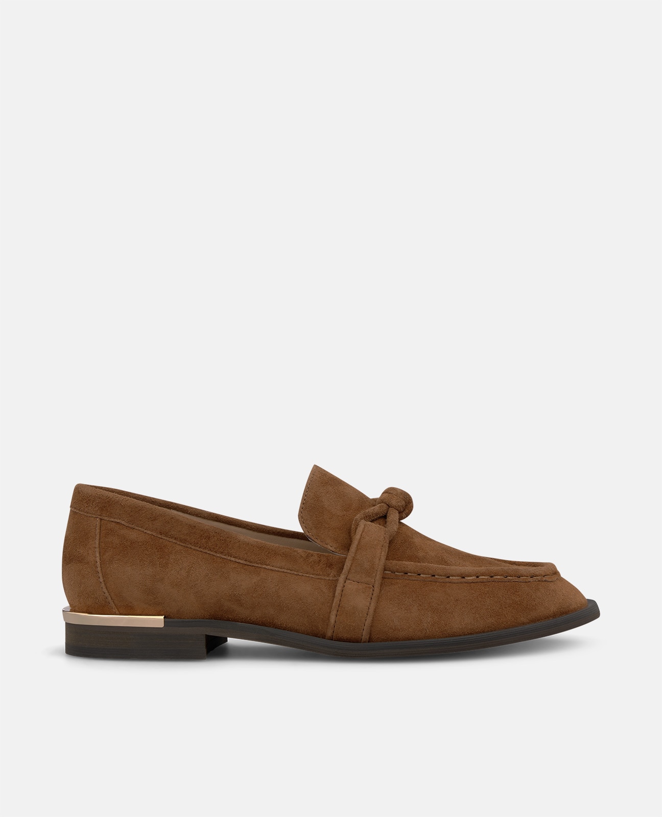 Mocasín plano de mujer en ante con detalle nudo - Alma en Pena - Marrón Marrón-1
