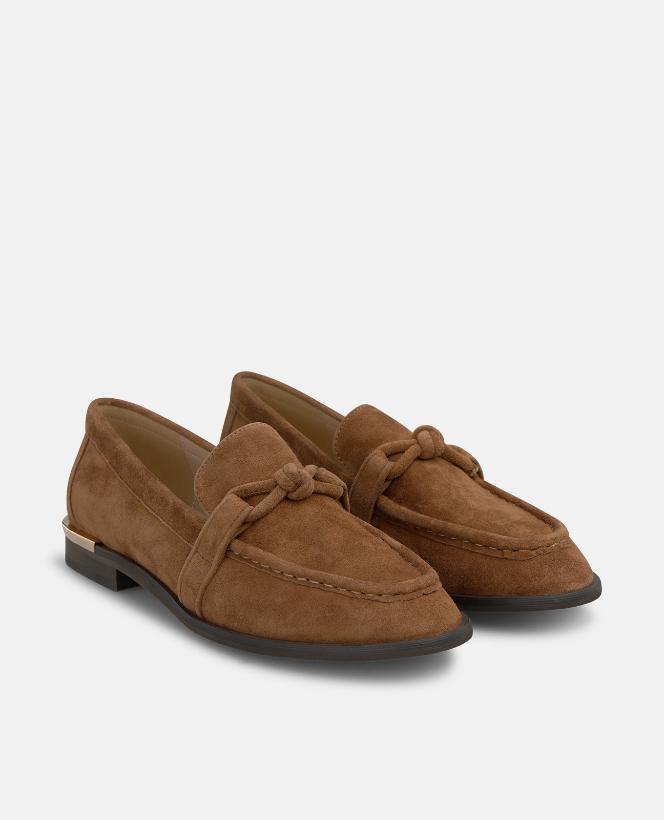 Mocasín plano de mujer en ante con detalle nudo - Alma en Pena - Marrón Marrón-3