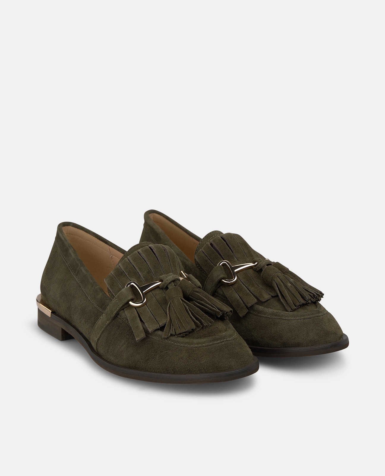 Mocasín plano de mujer en ante con borlas - Alma en Pena - Kaki Kaki-3