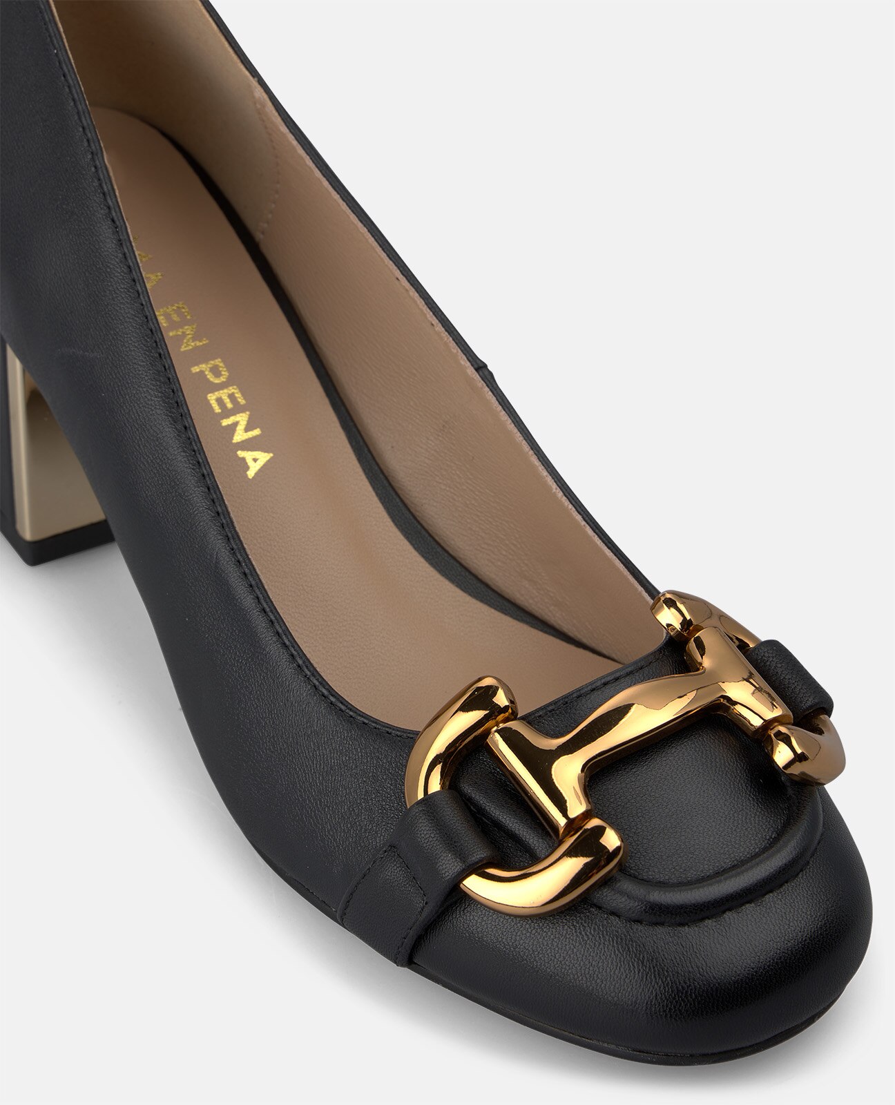 Zapatos de salón de mujer en napa con adorno metálico - Alma en Pena - Negro Negro-4