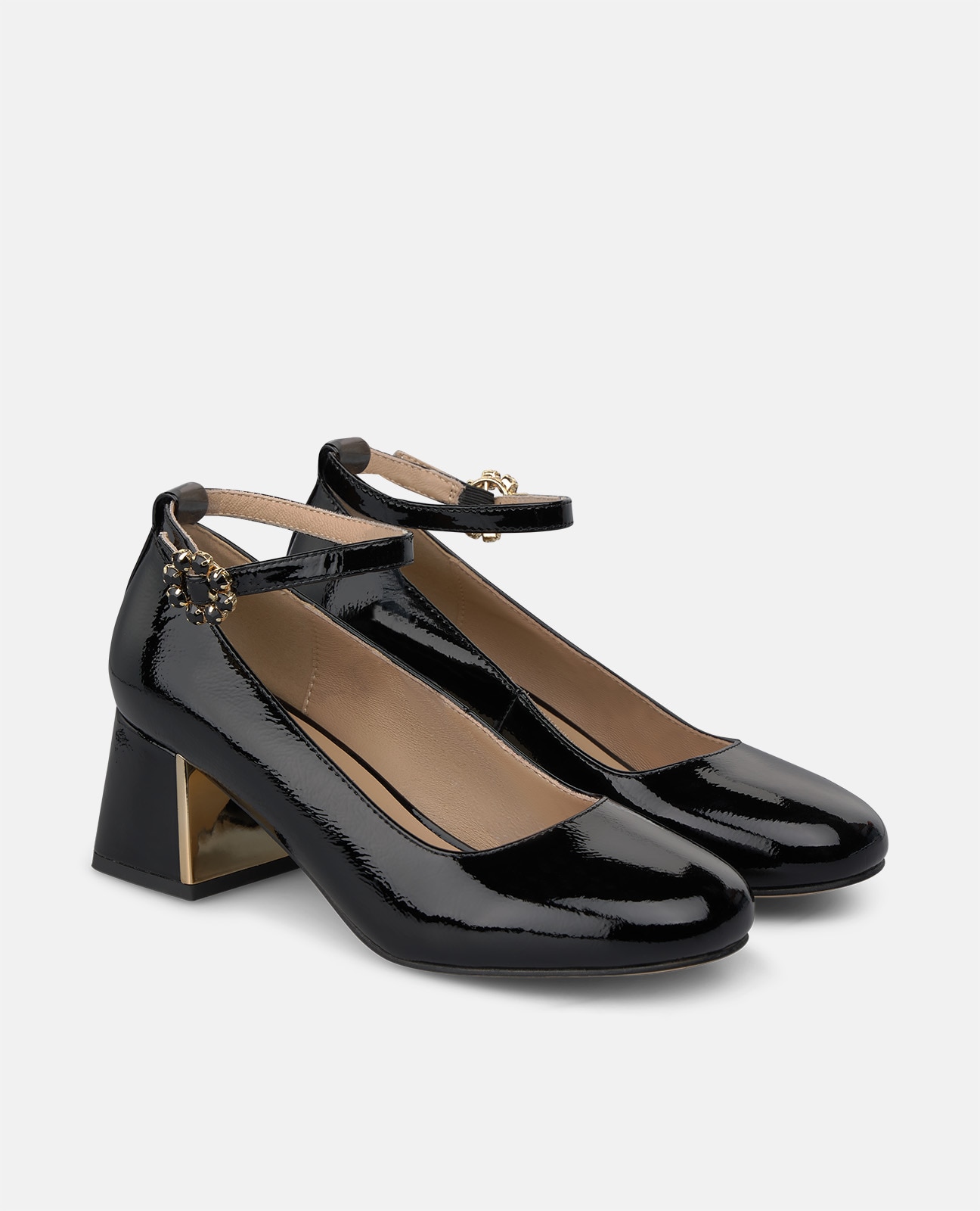 Zapatos de salón de mujer en charol con pulsera al tobillo - Alma en Pena - Negro Negro-3