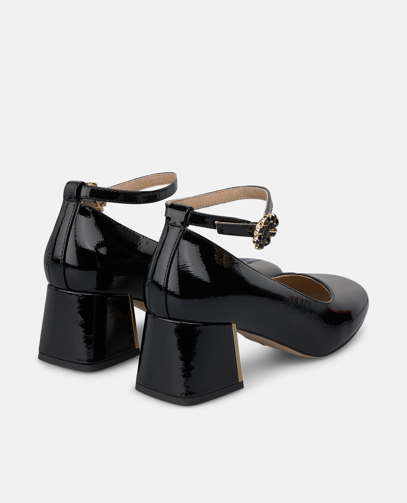 Zapatos de salón de mujer en charol con pulsera al tobillo - Alma en Pena - Negro Negro-2
