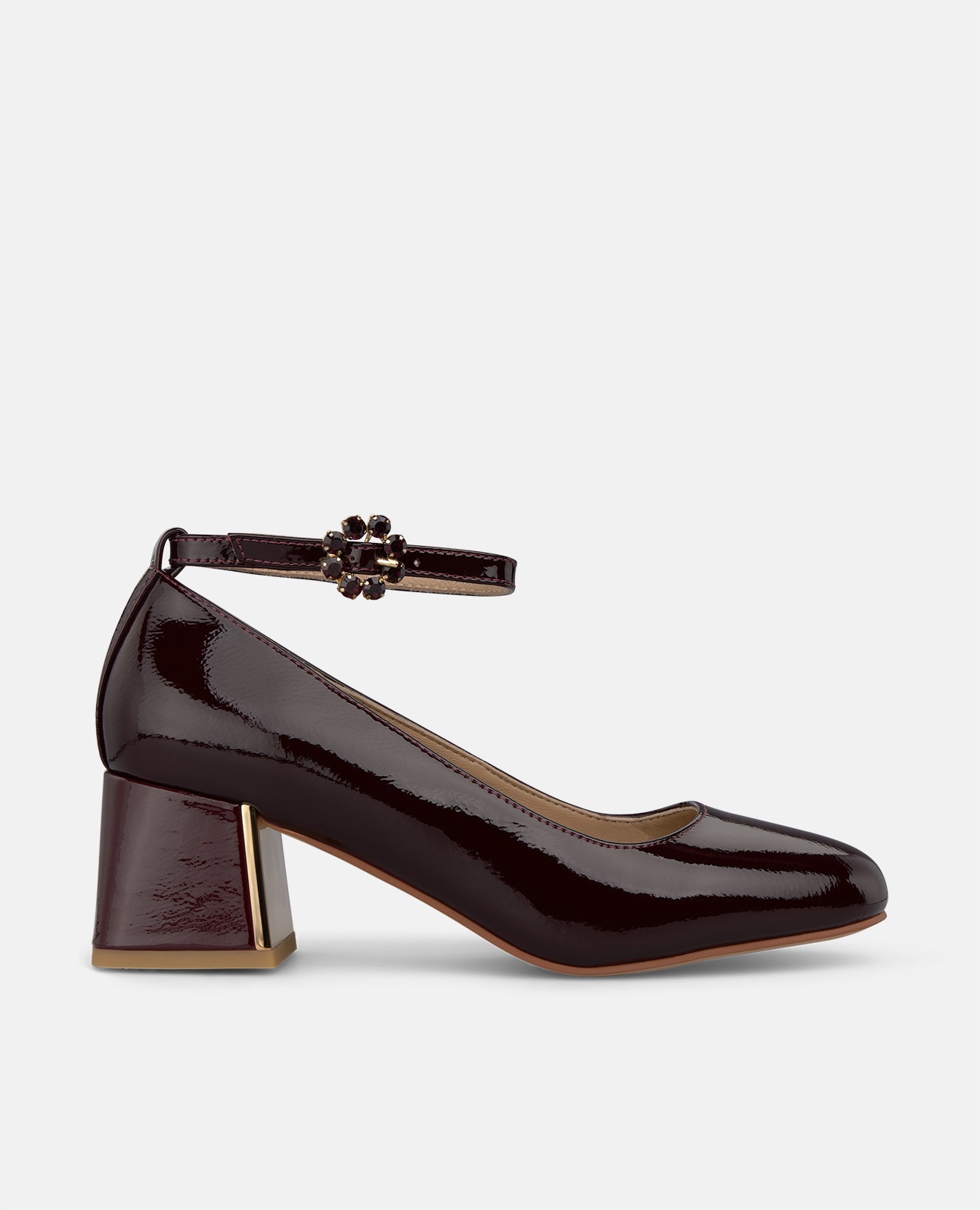 Zapatos de salón de mujer en charol con pulsera al tobillo - Alma en Pena - Burdeos Burdeos-1