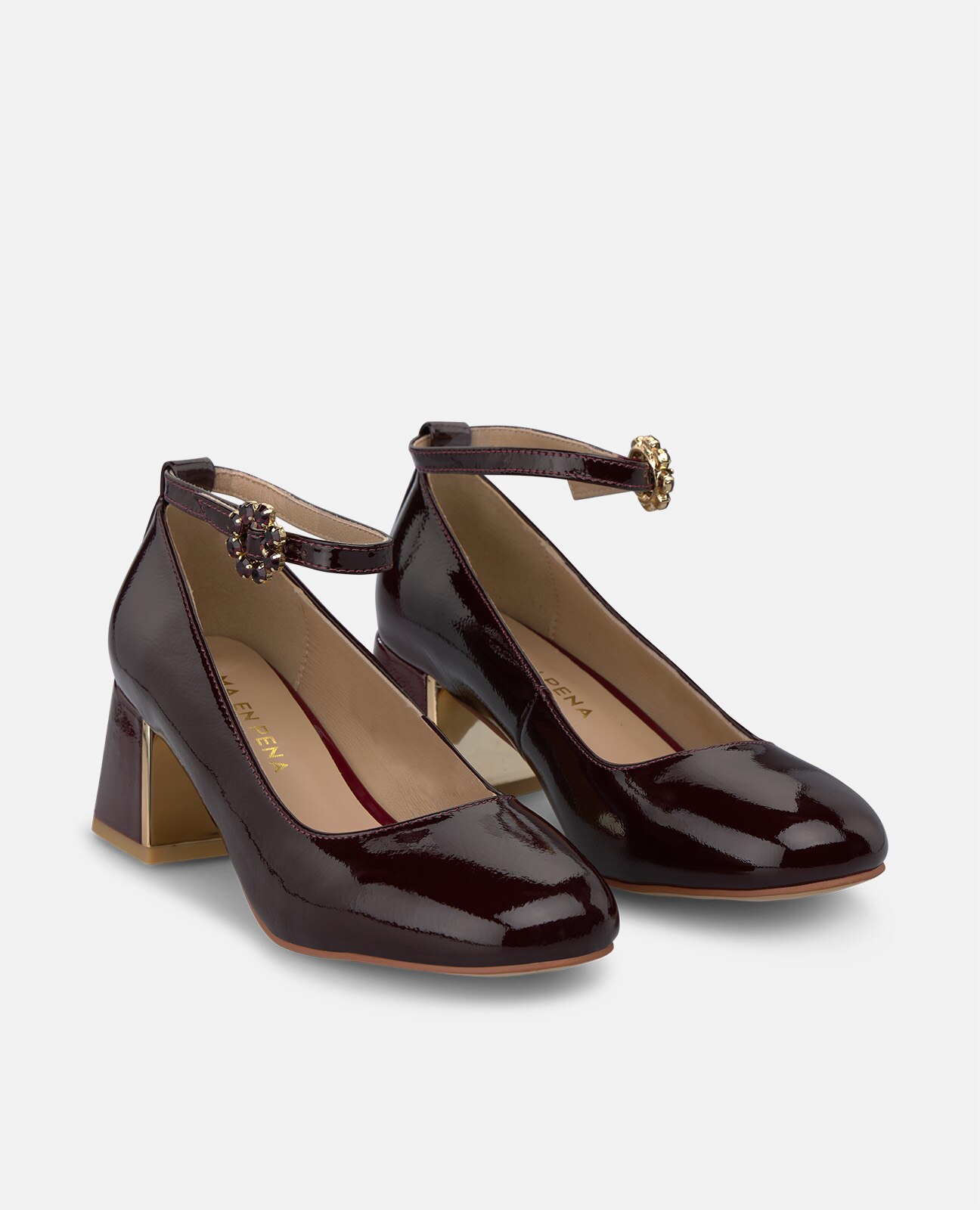Zapatos de salón de mujer en charol con pulsera al tobillo - Alma en Pena - Burdeos Burdeos-3