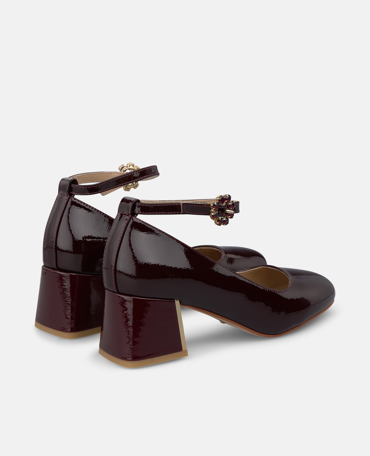 Zapatos de salón de mujer en charol con pulsera al tobillo - Alma en Pena - Burdeos Burdeos-2