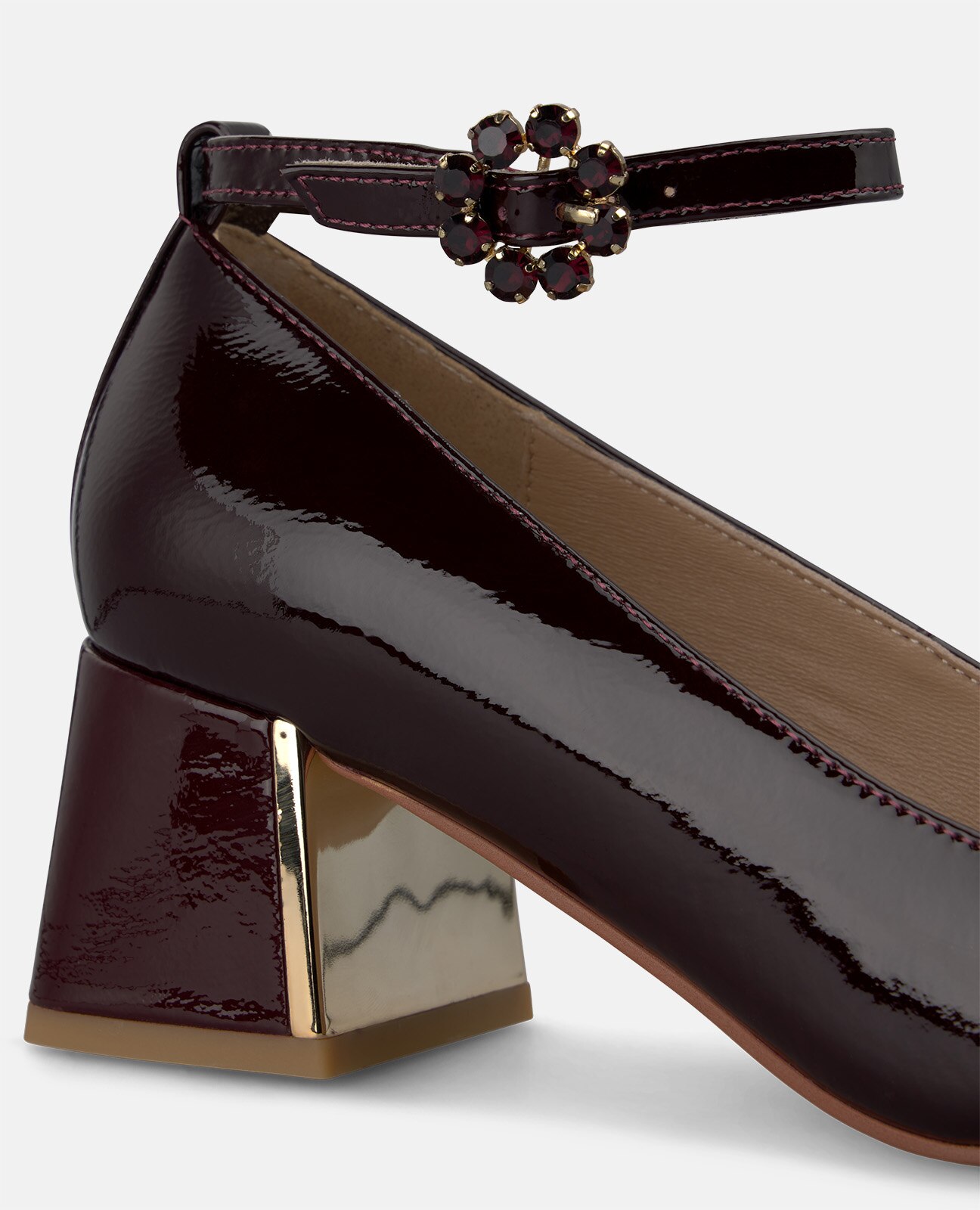 Zapatos de salón de mujer en charol con pulsera al tobillo - Alma en Pena - Burdeos Burdeos-4