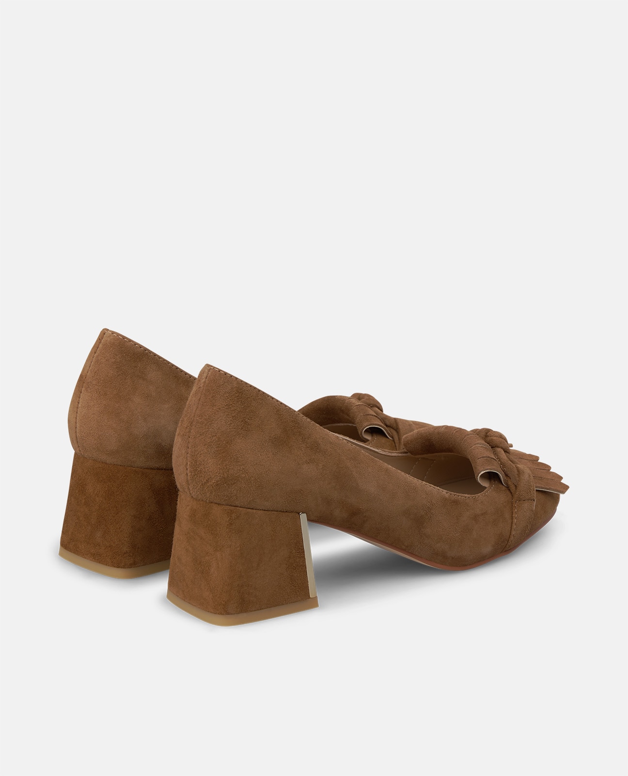 Zapatos de salón de mujer en ante con adorno de flecos - Alma en Pena - Camel Camel-2