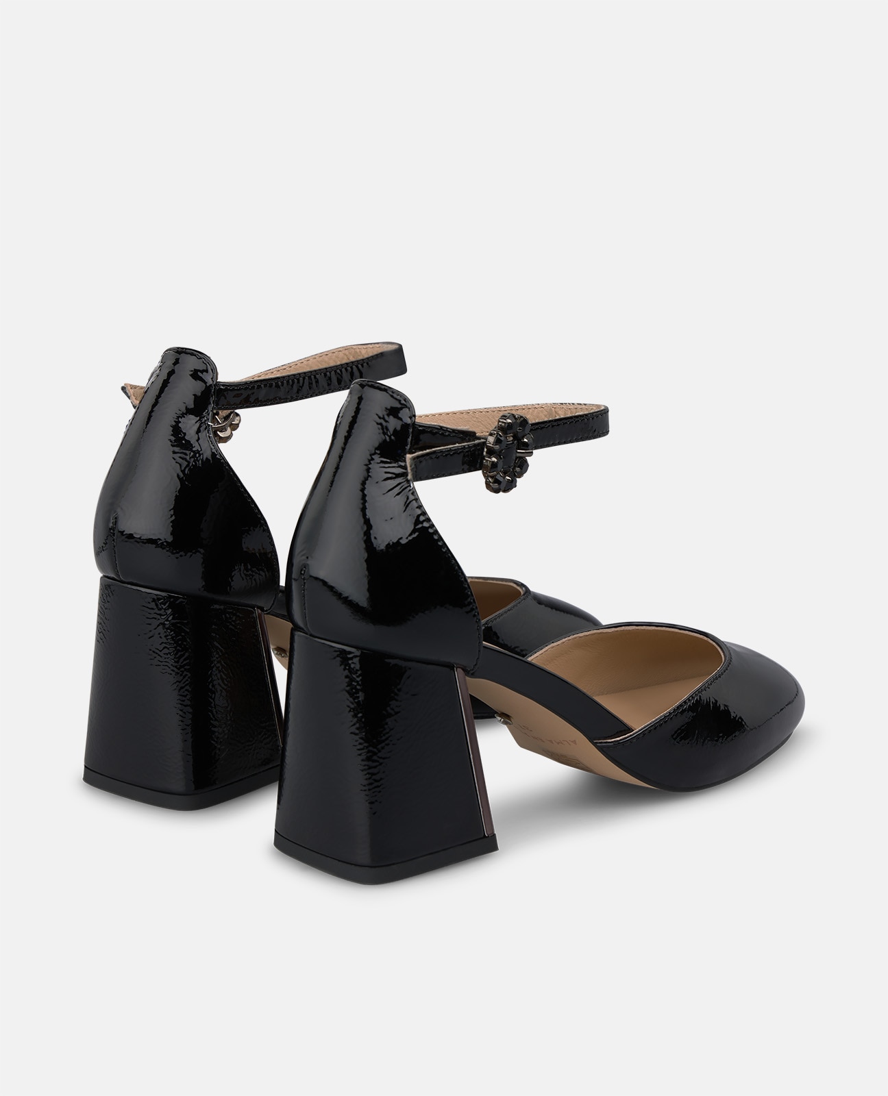 Zapatos de salón de mujer en charol con pulsera al tobillo - Alma en Pena - Negro Negro-2
