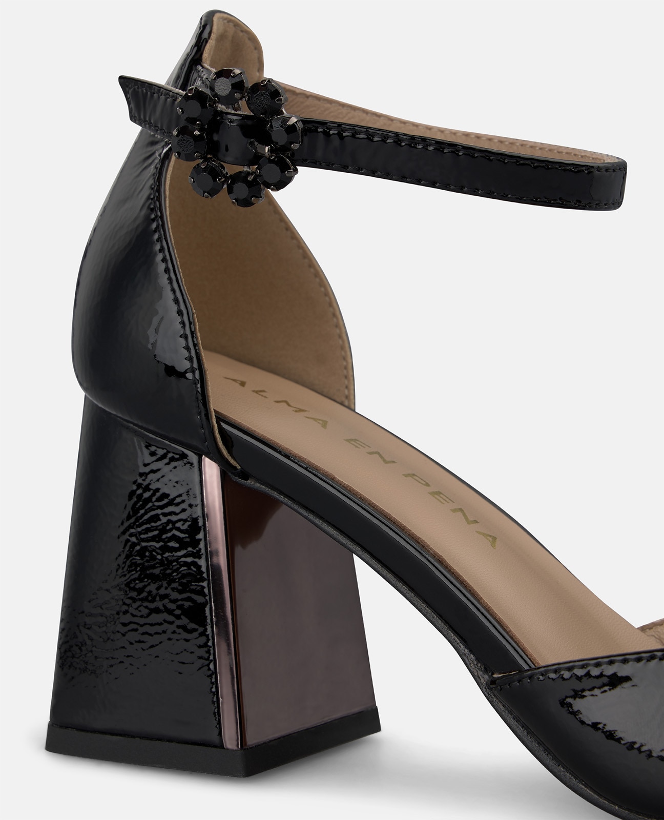 Zapatos de salón de mujer en charol con pulsera al tobillo - Alma en Pena - Negro Negro-4