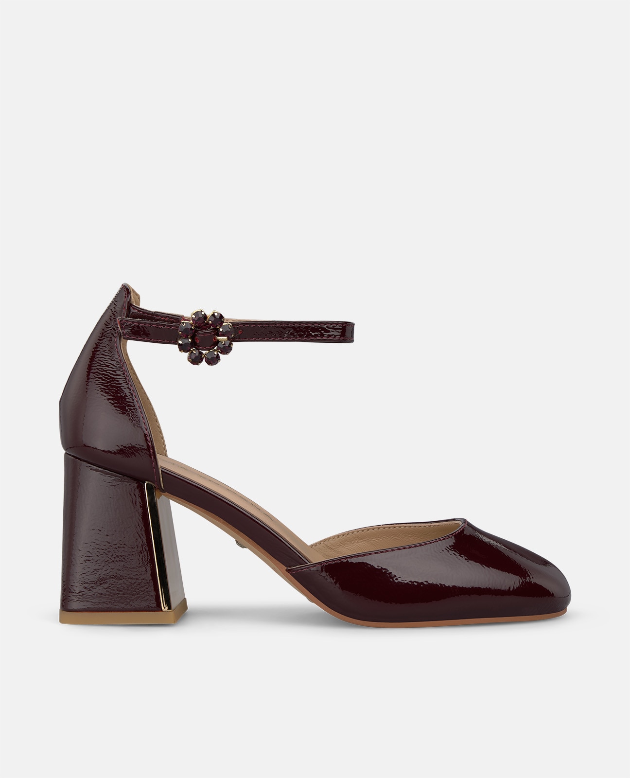 Zapatos de salón de mujer en charol con pulsera al tobillo - Alma en Pena - Burdeos Burdeos-1