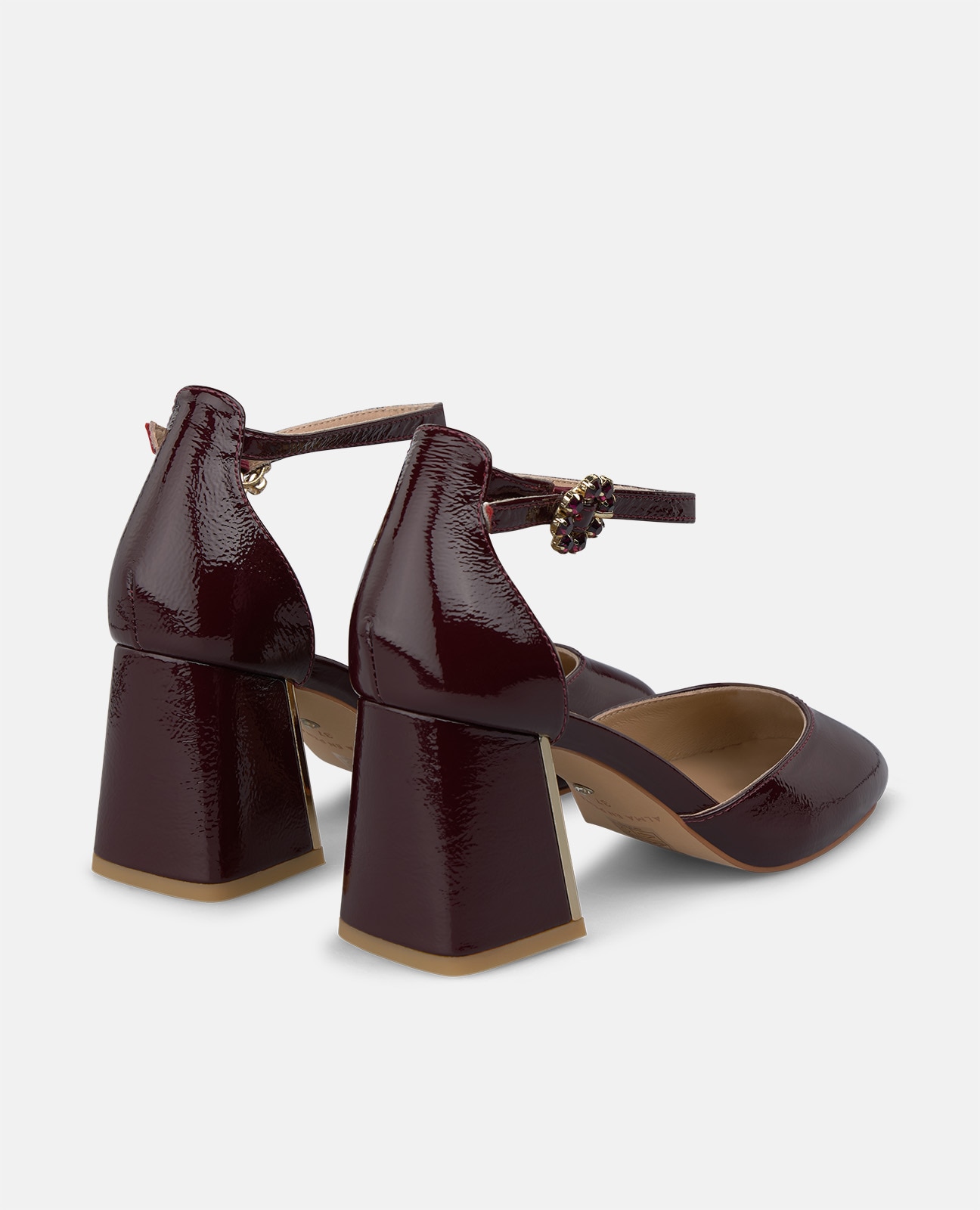 Zapatos de salón de mujer en charol con pulsera al tobillo - Alma en Pena - Burdeos Burdeos-2